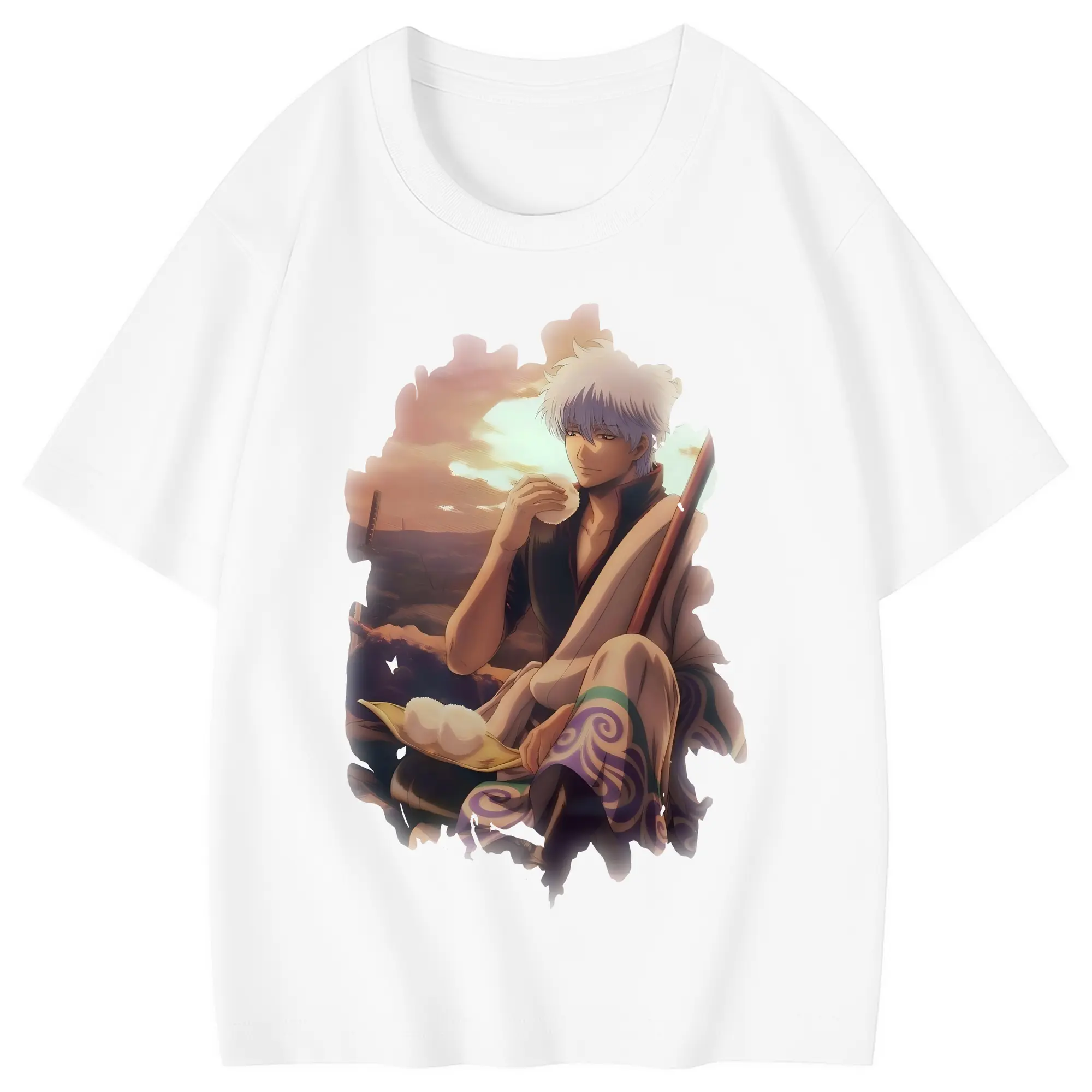 銀魂 グッズ 坂田 銀時 - 綿100％ キッズTシャツ ・ フロントプリント ・ 快適 通気性 ・ スポーツ カジュアル 散歩用