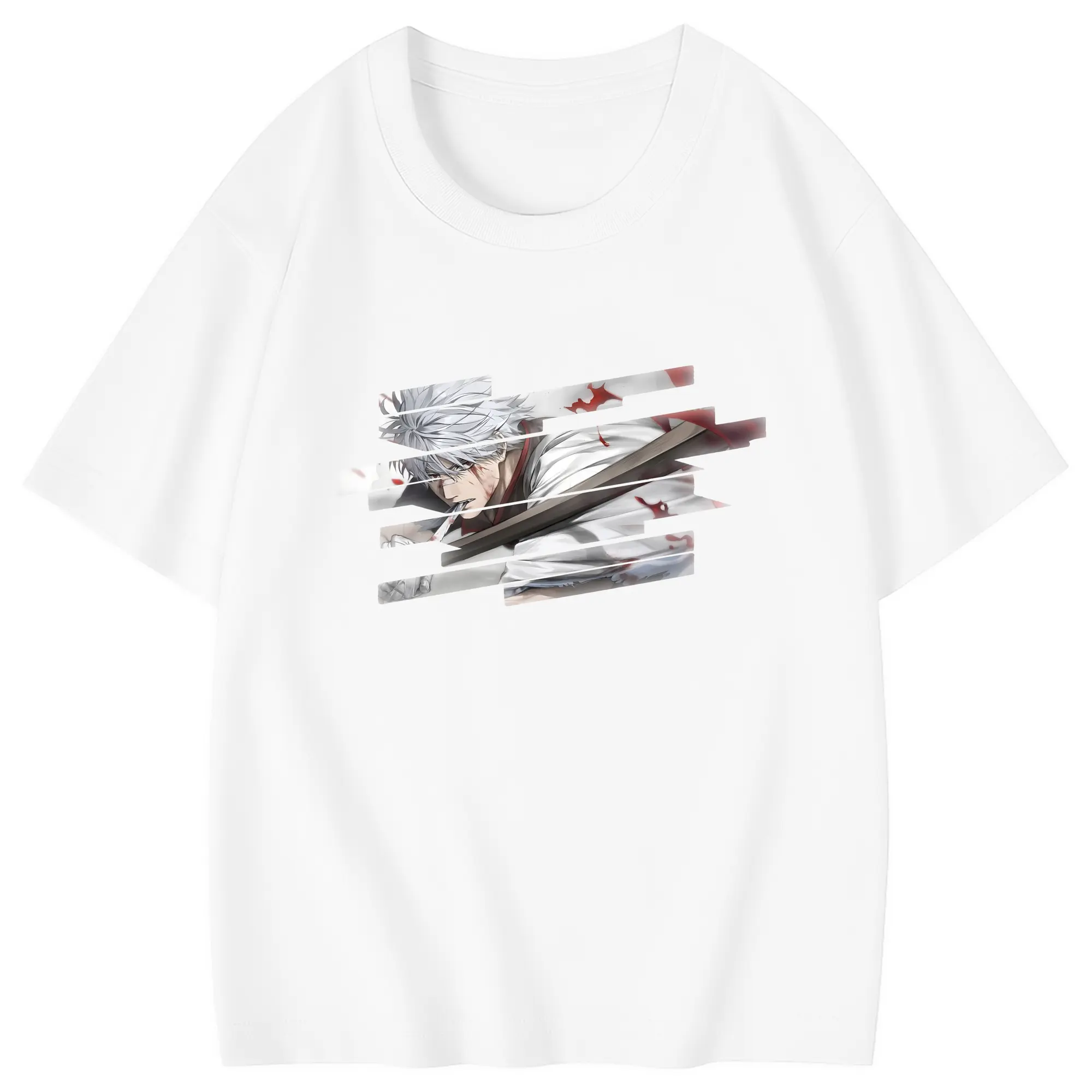 銀魂 グッズ 坂田 銀時 - 綿100％ キッズTシャツ ・ フロントプリント ・ 快適 通気性 ・ スポーツ カジュアル 散歩用