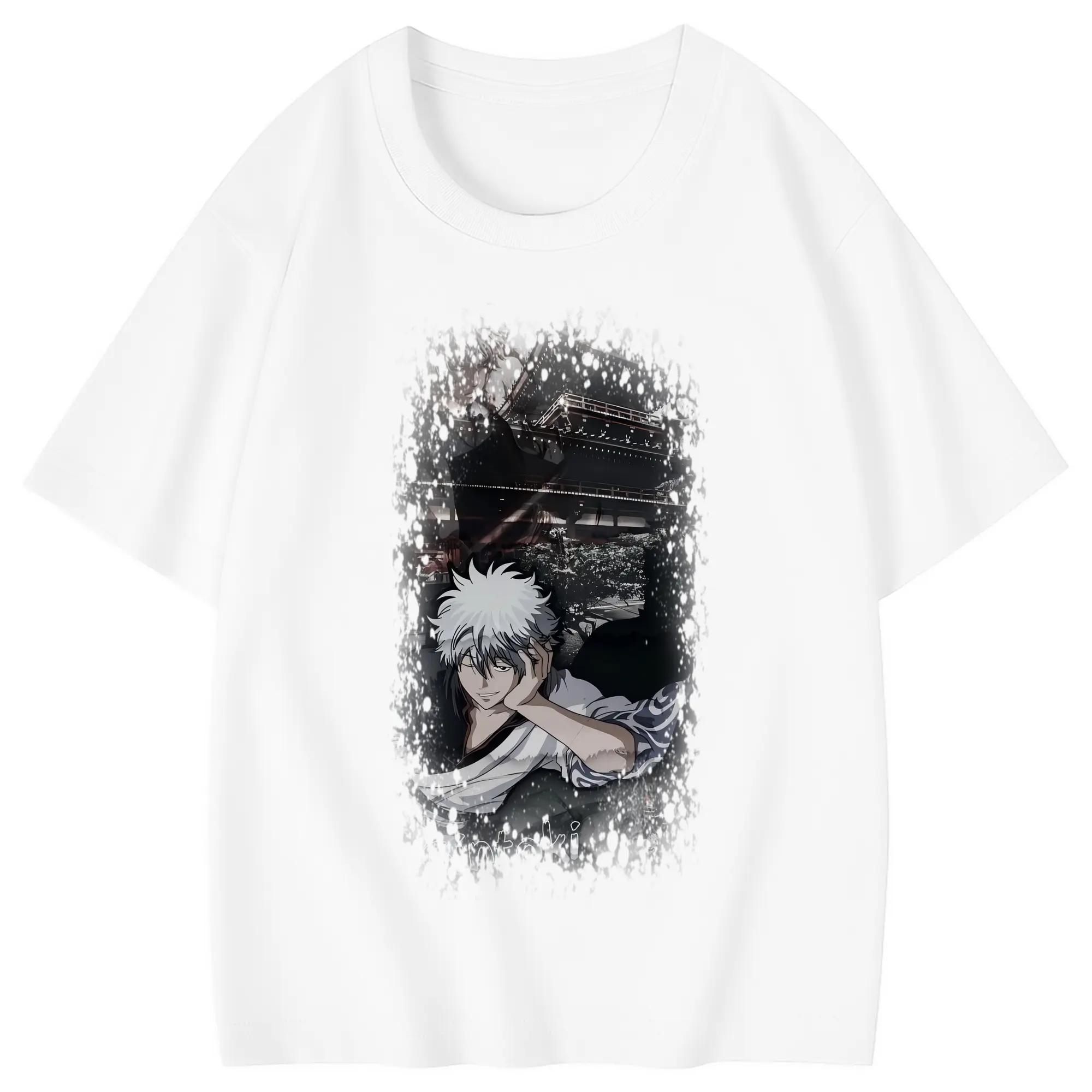 銀魂 グッズ 坂田 銀時 - 綿100％ キッズTシャツ ・ フロントプリント ・ 快適 通気性 ・ スポーツ カジュアル 散歩用