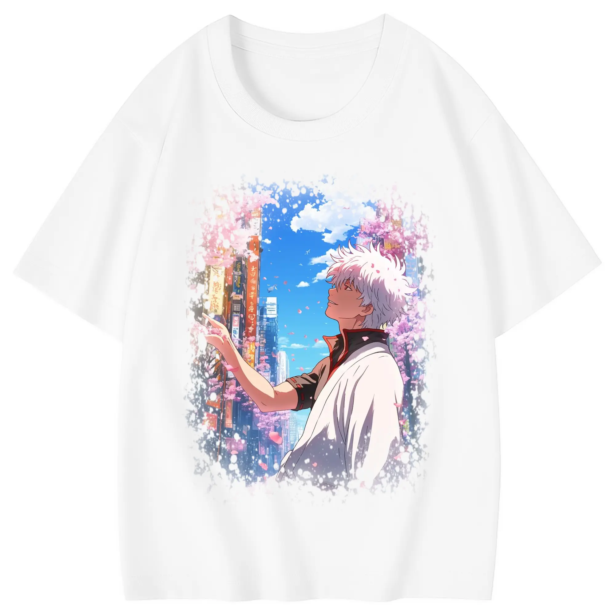 銀魂 グッズ 坂田 銀時 - 綿100％ キッズTシャツ ・ フロントプリント ・ 快適 通気性 ・ スポーツ カジュアル 散歩用