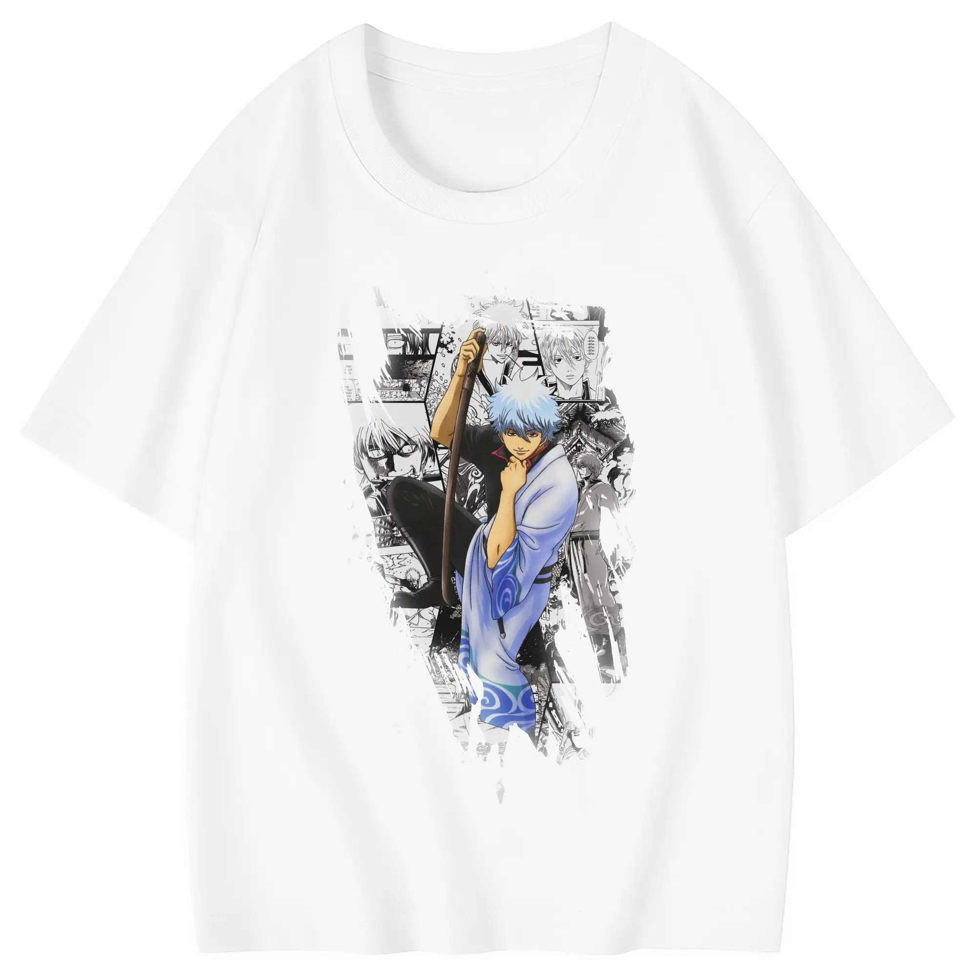 銀魂 グッズ 坂田 銀時 - 綿100％ キッズTシャツ ・ フロントプリント ・ 快適 通気性 ・ スポーツ カジュアル 散歩用