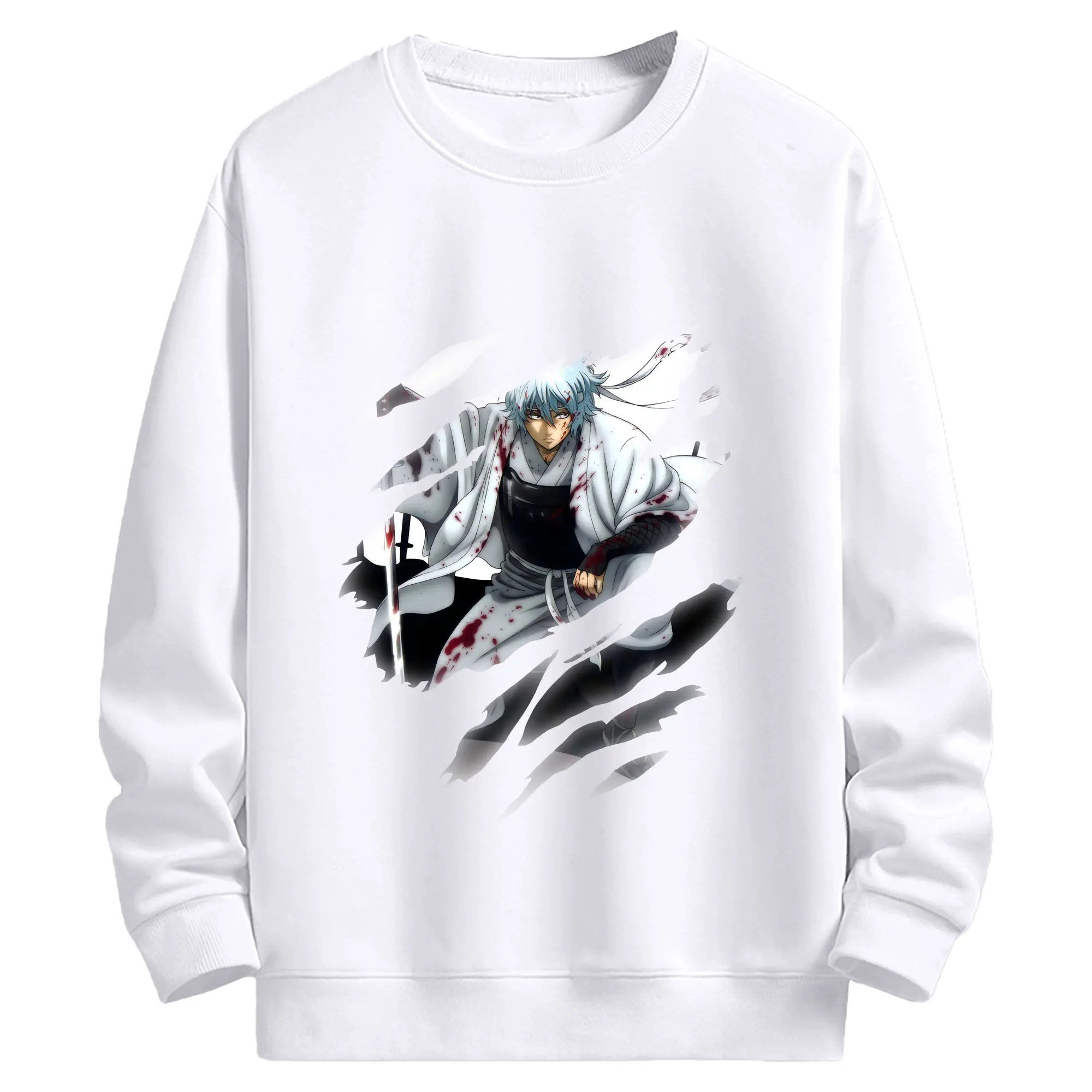 銀魂 グッズ 坂田 銀時 - 高品質 クルーネック スウェット ・ コットン59％ ポリエステル41％ ・ ユニセックス 長袖 トレーナー ・ カジュアル デイリー スポーツ 散歩用