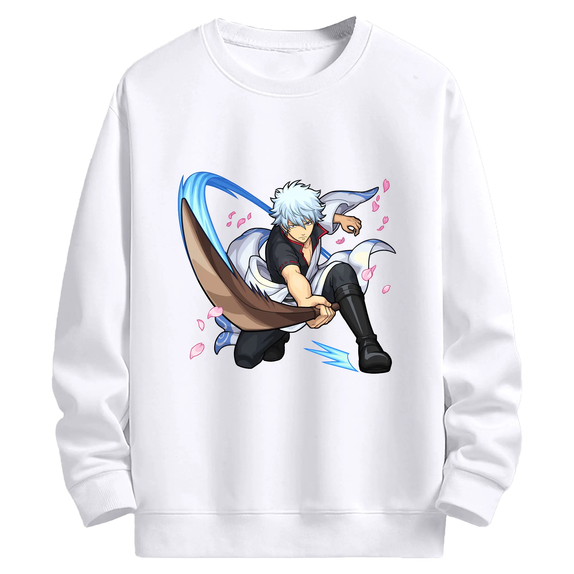 銀魂 グッズ 坂田 銀時 - 高品質 クルーネック スウェット ・ コットン59％ ポリエステル41％ ・ ユニセックス 長袖 トレーナー ・ カジュアル デイリー スポーツ 散歩用