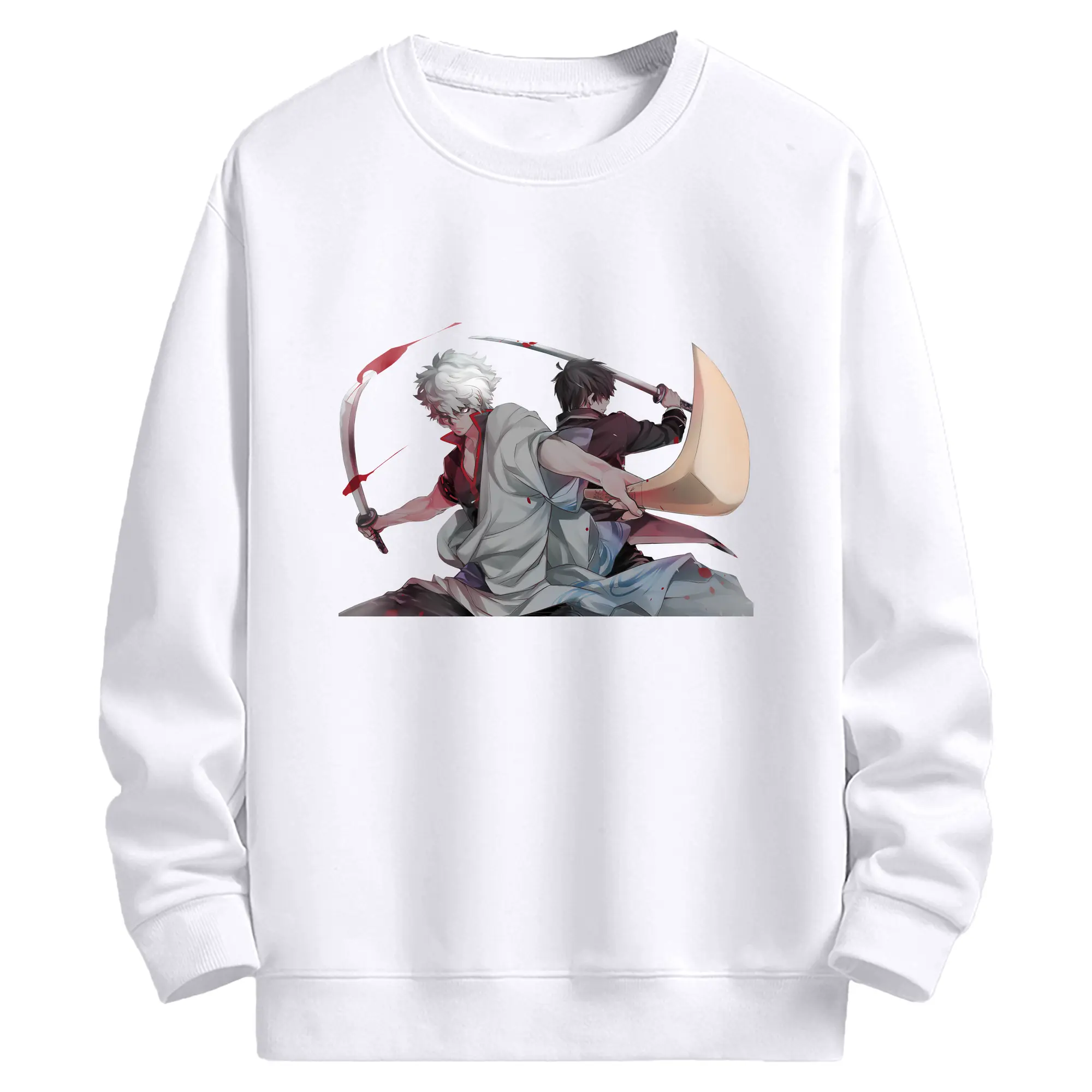 銀魂 グッズ 坂田 銀時 - 高品質 クルーネック スウェット ・ コットン59％ ポリエステル41％ ・ ユニセックス 長袖 トレーナー ・ カジュアル デイリー スポーツ 散歩用