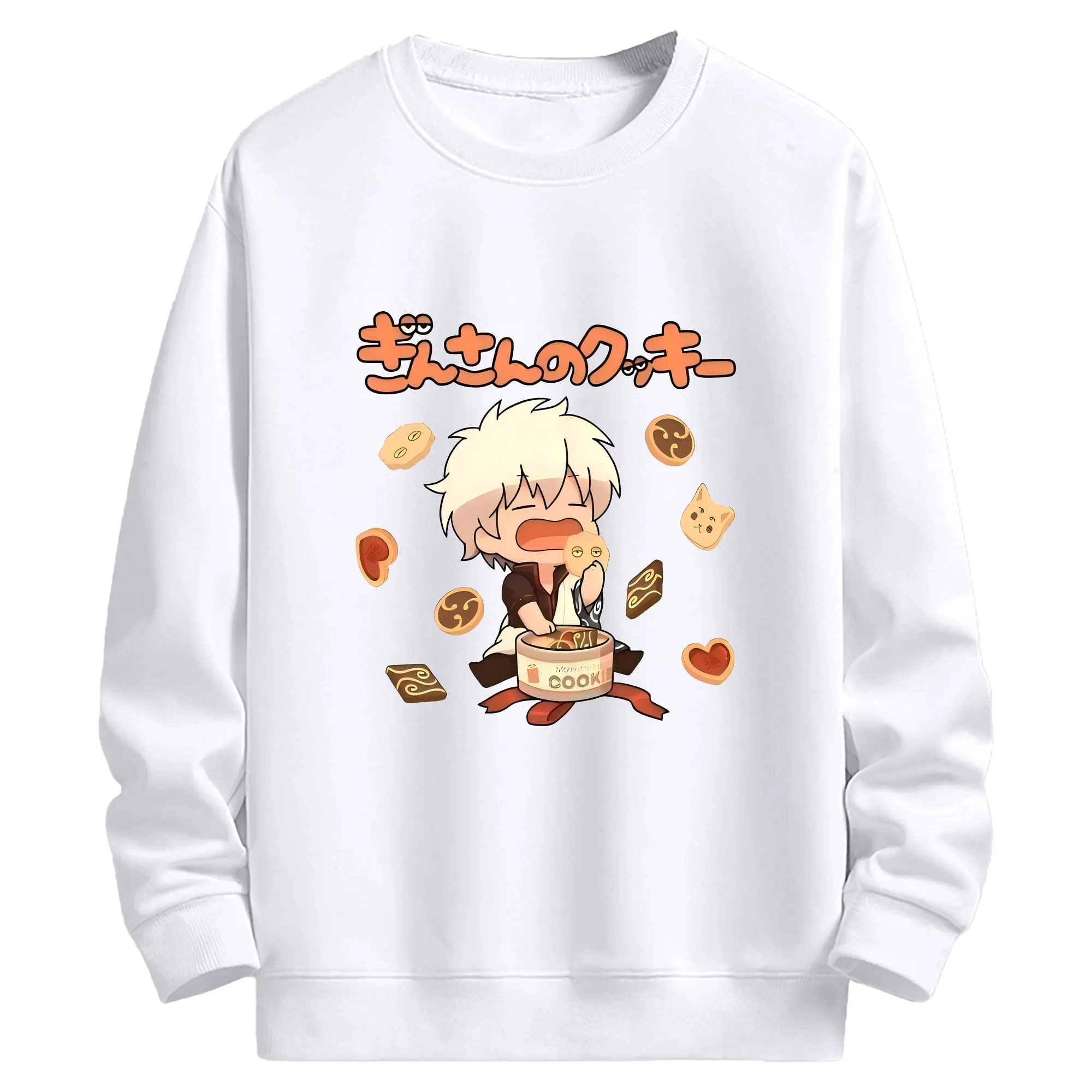 銀魂 グッズ 坂田 銀時 - 高品質 クルーネック スウェット ・ コットン59％ ポリエステル41％ ・ ユニセックス 長袖 トレーナー ・ カジュアル デイリー スポーツ 散歩用