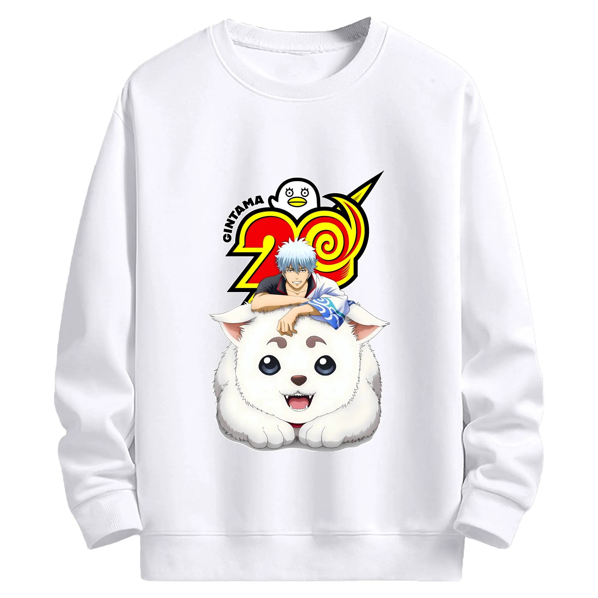 銀魂 グッズ 坂田 銀時 - 高品質 クルーネック スウェット ・ コットン59％ ポリエステル41％ ・ ユニセックス 長袖 トレーナー ・ カジュアル デイリー スポーツ 散歩用