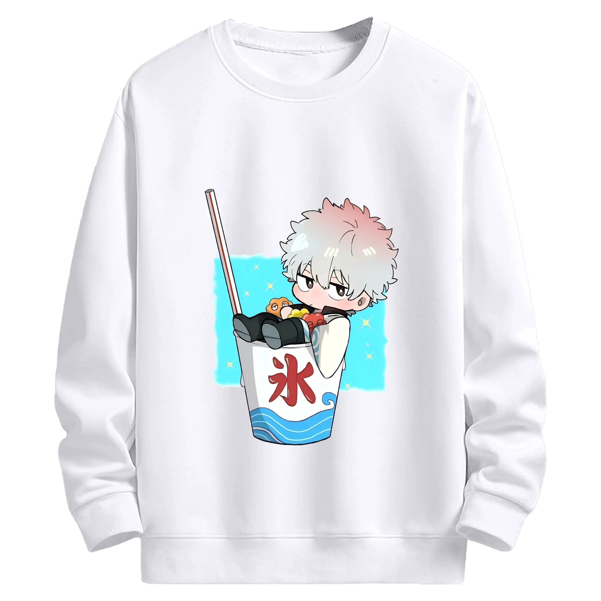 銀魂 グッズ 坂田 銀時 - 高品質 クルーネック スウェット ・ コットン59％ ポリエステル41％ ・ ユニセックス 長袖 トレーナー ・ カジュアル デイリー スポーツ 散歩用