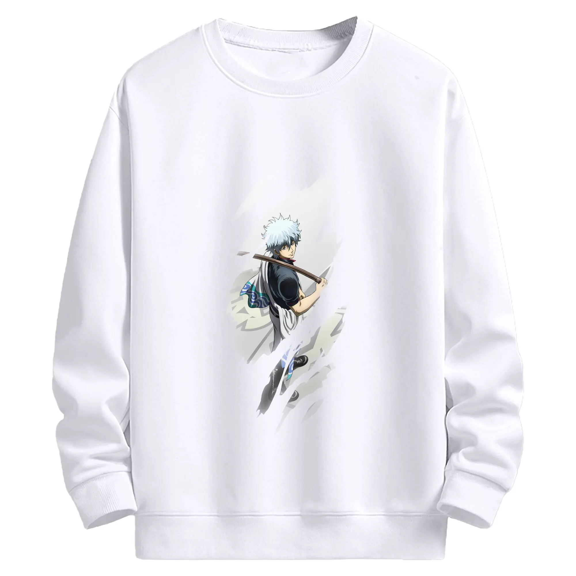 銀魂 グッズ 坂田 銀時 - 高品質 クルーネック スウェット ・ コットン59％ ポリエステル41％ ・ ユニセックス 長袖 トレーナー ・ カジュアル デイリー スポーツ 散歩用