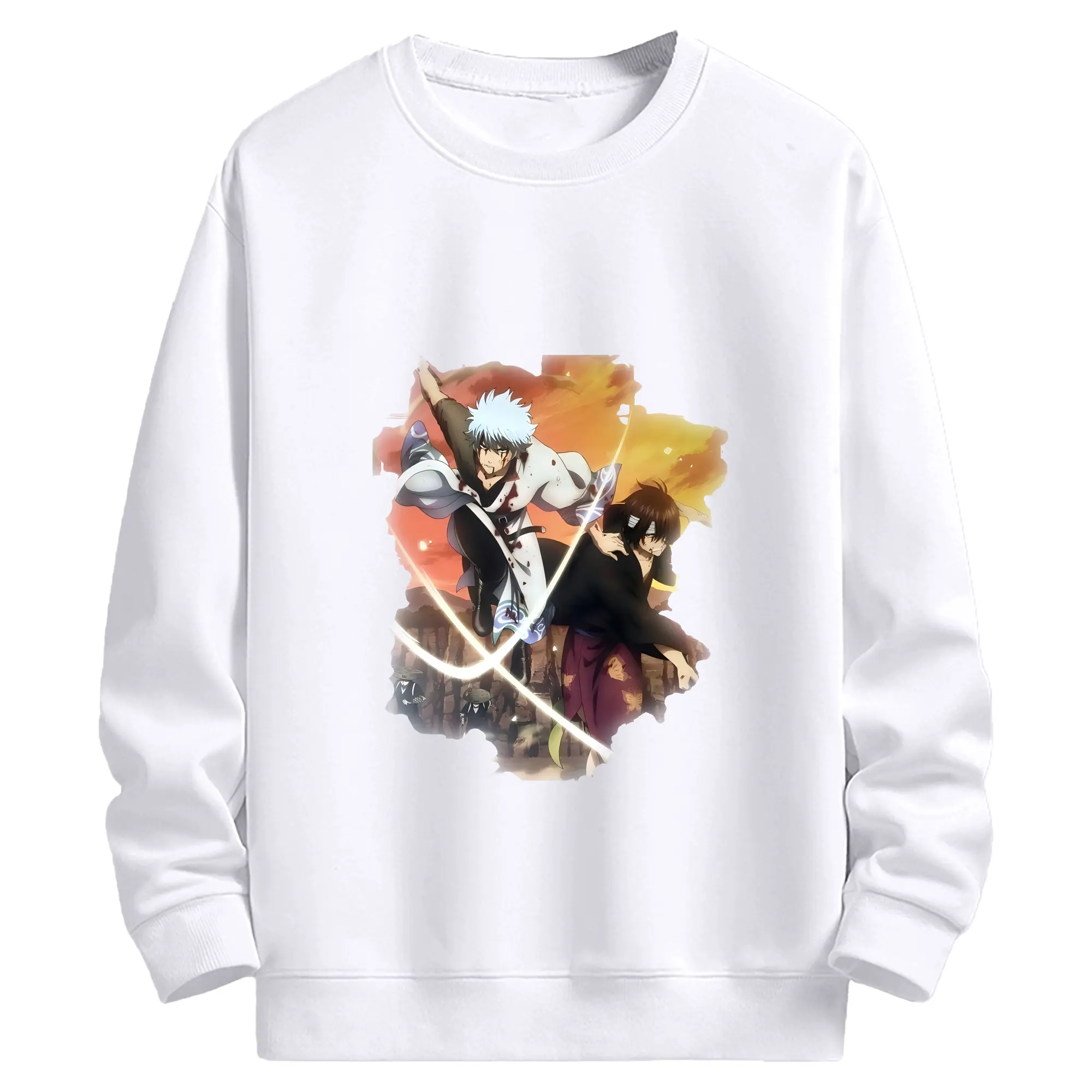 銀魂 グッズ 坂田 銀時 - 高品質 クルーネック スウェット ・ コットン59％ ポリエステル41％ ・ ユニセックス 長袖 トレーナー ・ カジュアル デイリー スポーツ 散歩用