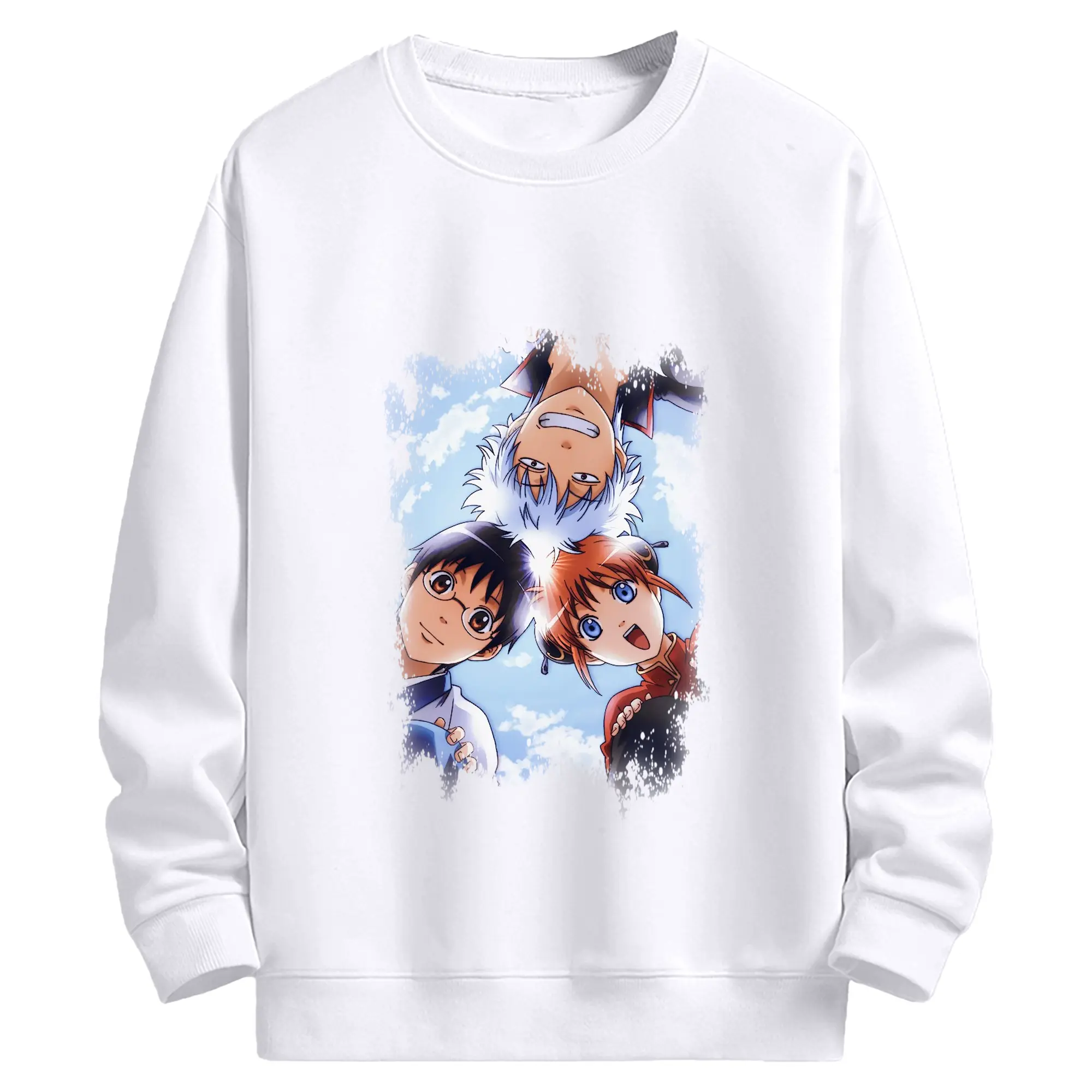 銀魂 グッズ 坂田 銀時 - 高品質 クルーネック スウェット ・ コットン59％ ポリエステル41％ ・ ユニセックス 長袖 トレーナー ・ カジュアル デイリー スポーツ 散歩用