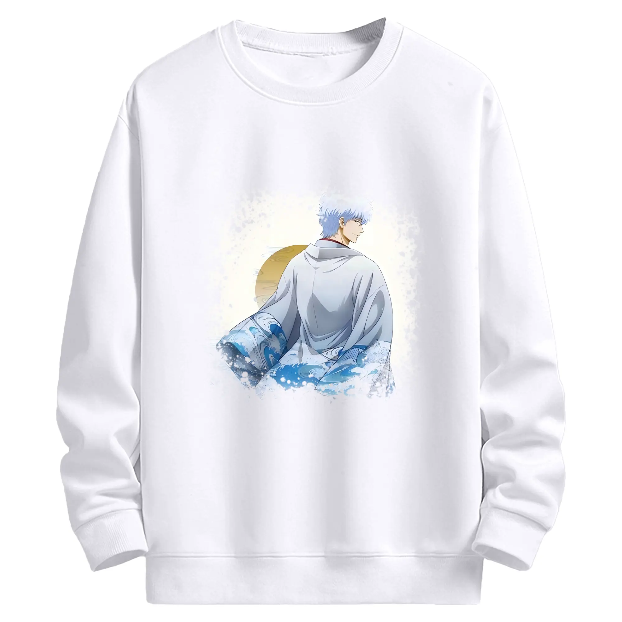 銀魂 グッズ 坂田 銀時 - 高品質 クルーネック スウェット ・ コットン59％ ポリエステル41％ ・ ユニセックス 長袖 トレーナー ・ カジュアル デイリー スポーツ 散歩用