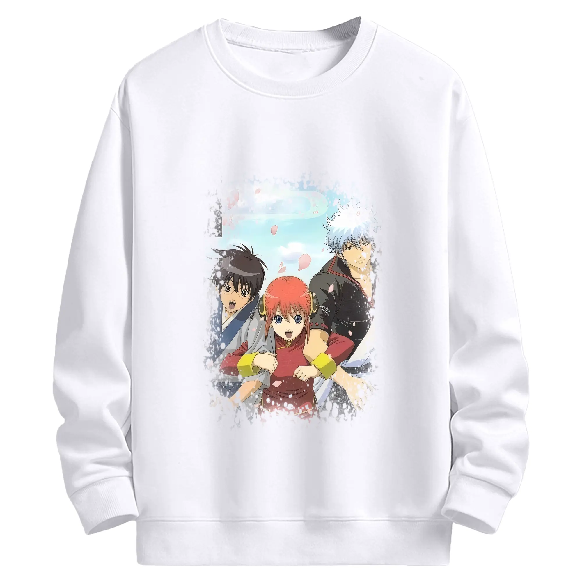 銀魂 グッズ 坂田 銀時 - 高品質 クルーネック スウェット ・ コットン59％ ポリエステル41％ ・ ユニセックス 長袖 トレーナー ・ カジュアル デイリー スポーツ 散歩用