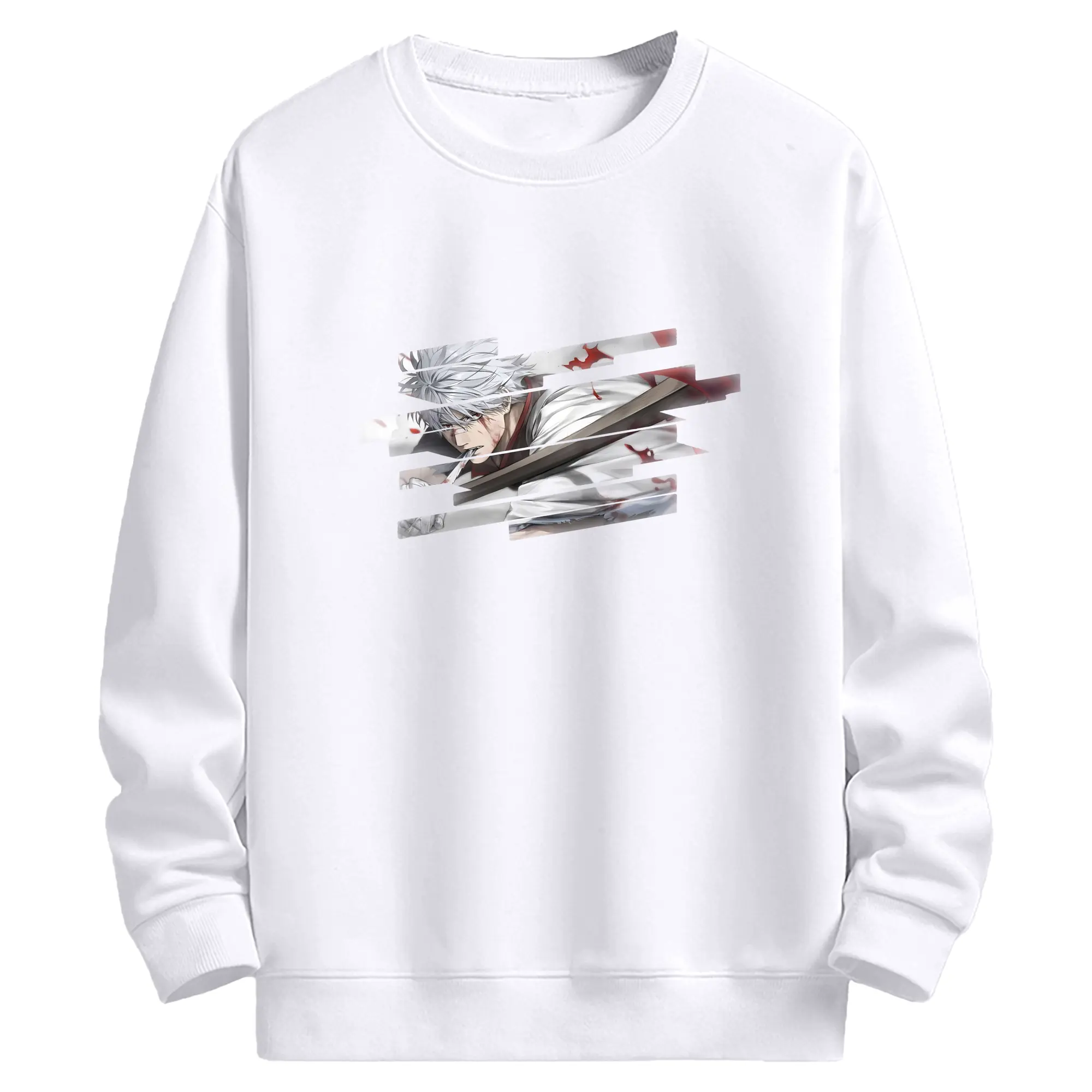 銀魂 グッズ 坂田 銀時 - 高品質 クルーネック スウェット ・ コットン59％ ポリエステル41％ ・ ユニセックス 長袖 トレーナー ・ カジュアル デイリー スポーツ 散歩用