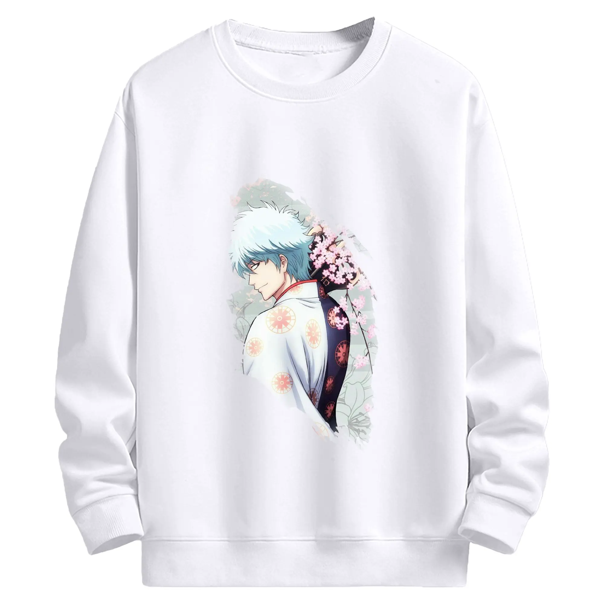 銀魂 グッズ 坂田 銀時 - 高品質 クルーネック スウェット ・ コットン59％ ポリエステル41％ ・ ユニセックス 長袖 トレーナー ・ カジュアル デイリー スポーツ 散歩用