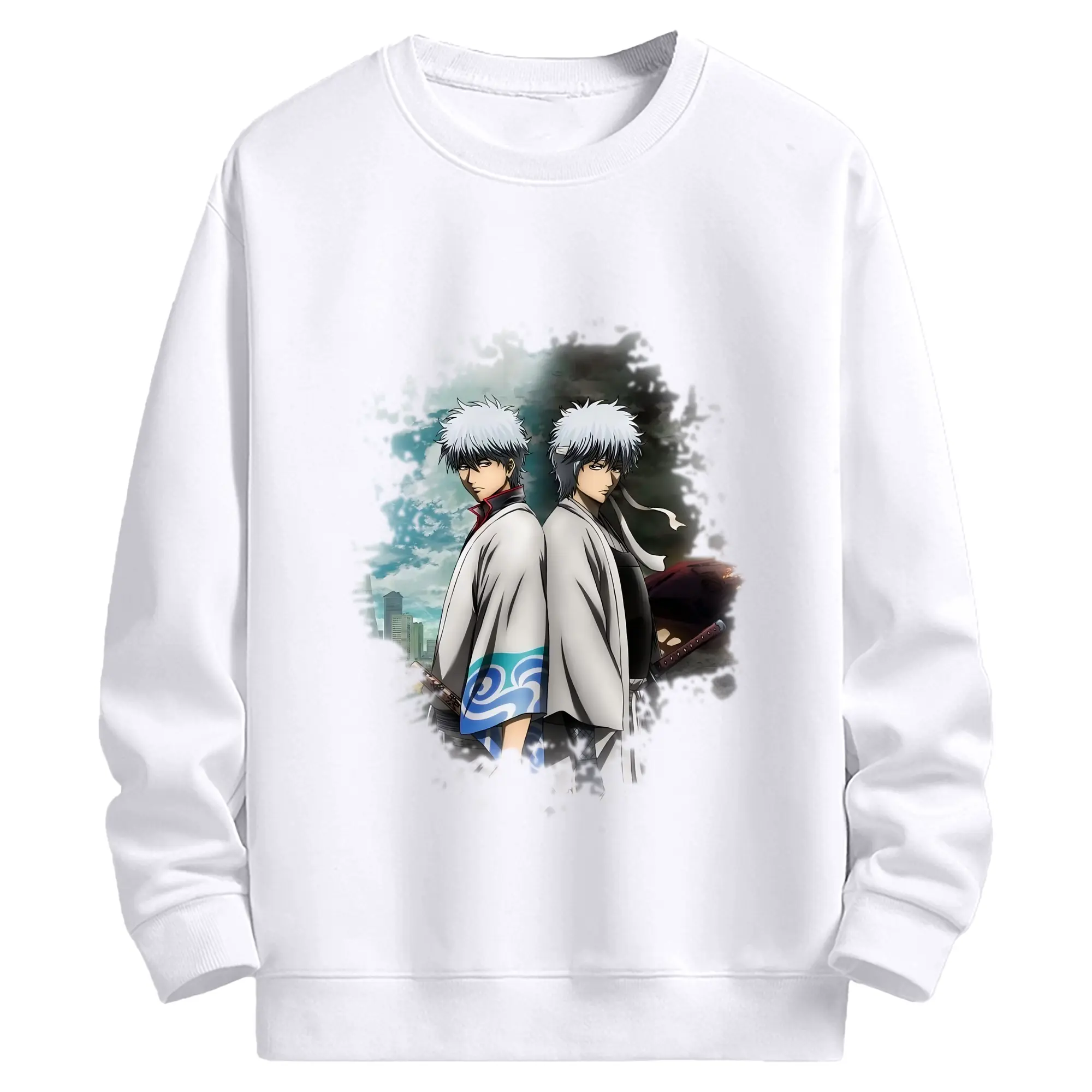 銀魂 グッズ 坂田 銀時 - 高品質 クルーネック スウェット ・ コットン59％ ポリエステル41％ ・ ユニセックス 長袖 トレーナー ・ カジュアル デイリー スポーツ 散歩用