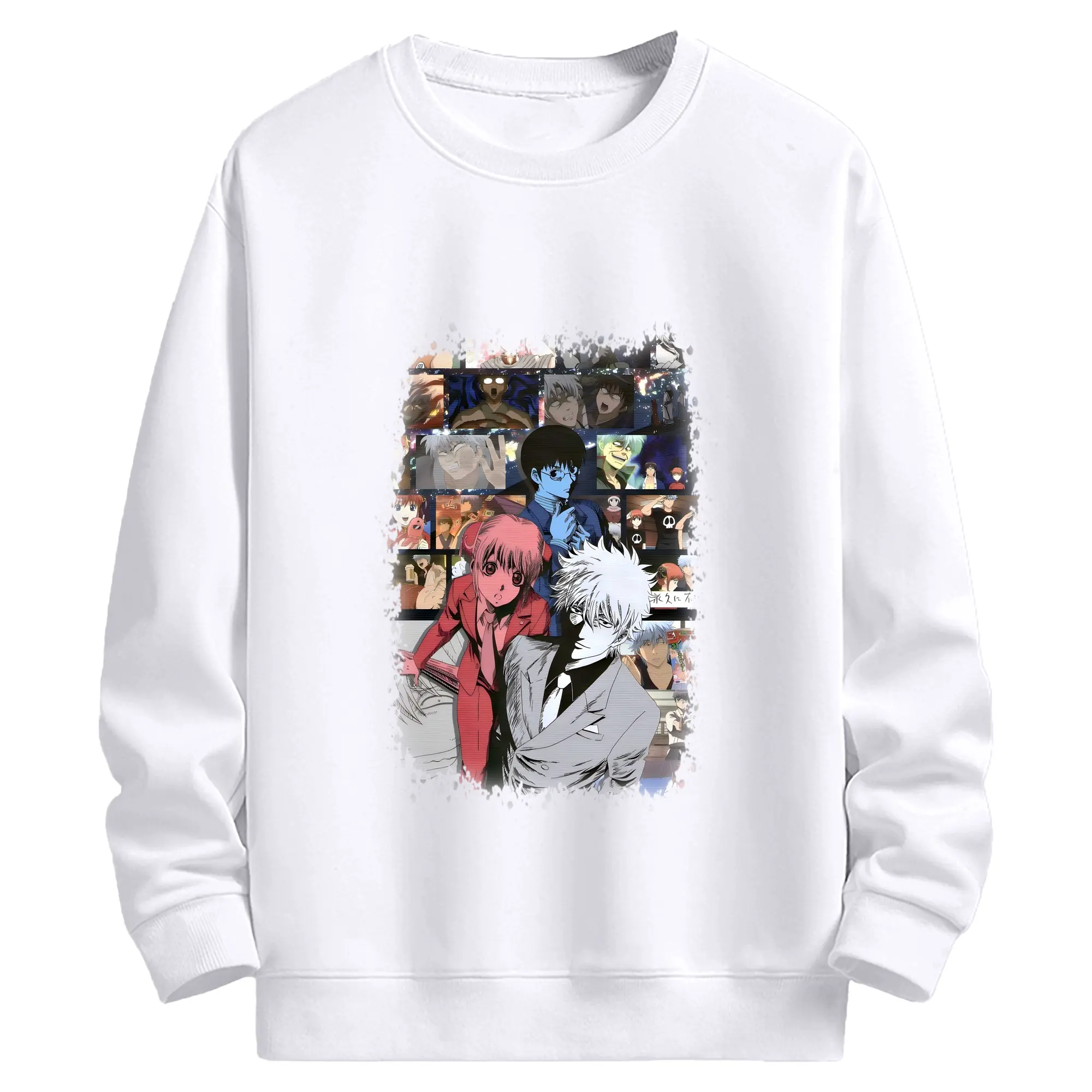 銀魂 グッズ 坂田 銀時 - 高品質 クルーネック スウェット ・ コットン59％ ポリエステル41％ ・ ユニセックス 長袖 トレーナー ・ カジュアル デイリー スポーツ 散歩用