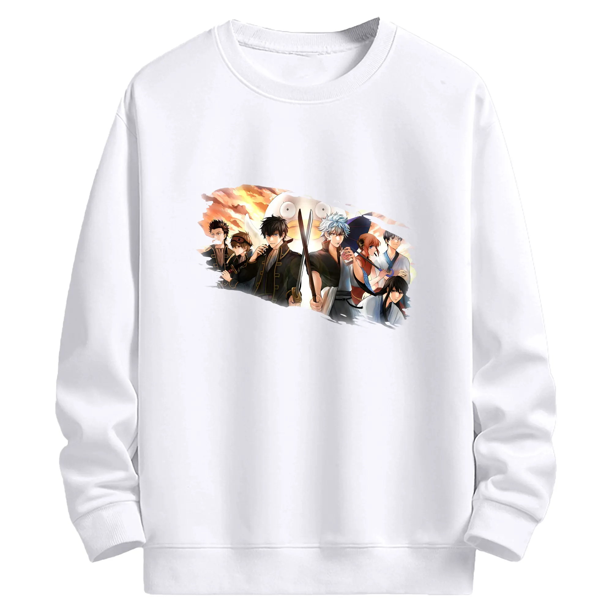 銀魂 グッズ 坂田 銀時 - 高品質 クルーネック スウェット ・ コットン59％ ポリエステル41％ ・ ユニセックス 長袖 トレーナー ・ カジュアル デイリー スポーツ 散歩用