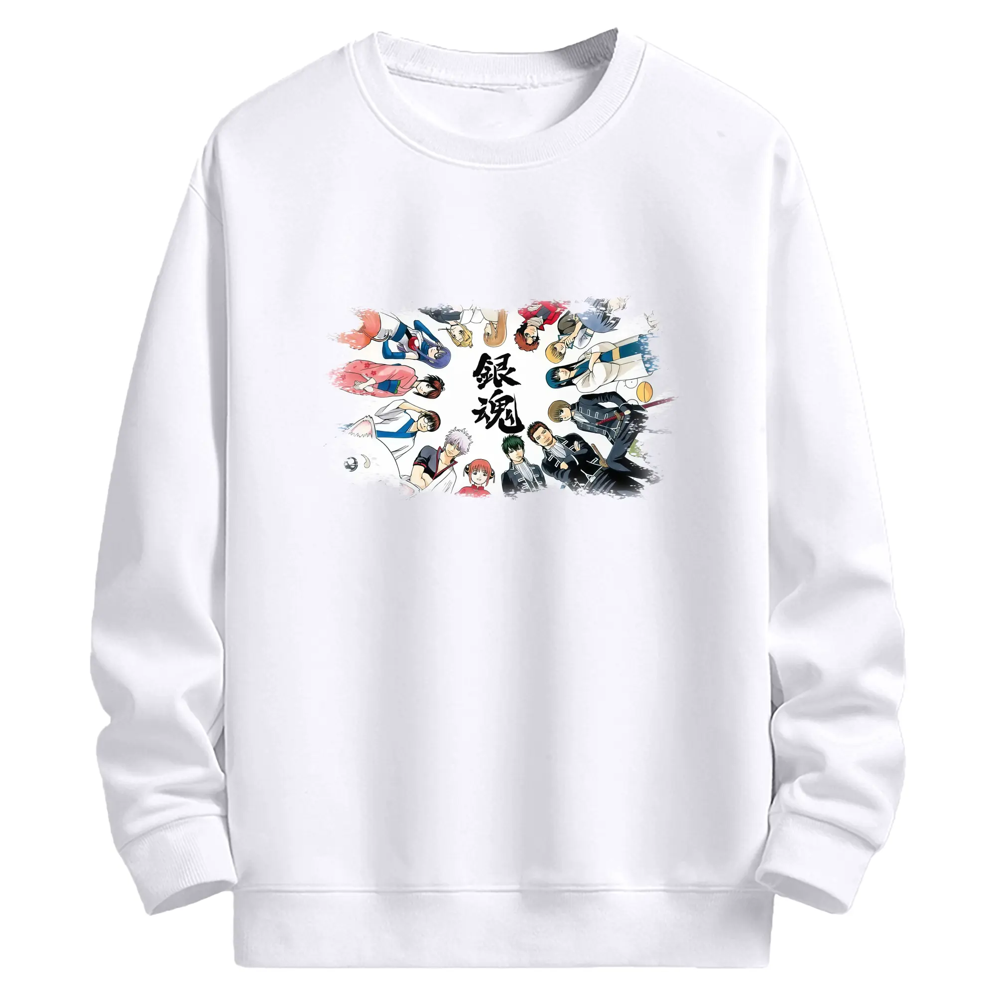 銀魂 グッズ 坂田 銀時 - 高品質 クルーネック スウェット ・ コットン59％ ポリエステル41％ ・ ユニセックス 長袖 トレーナー ・ カジュアル デイリー スポーツ 散歩用