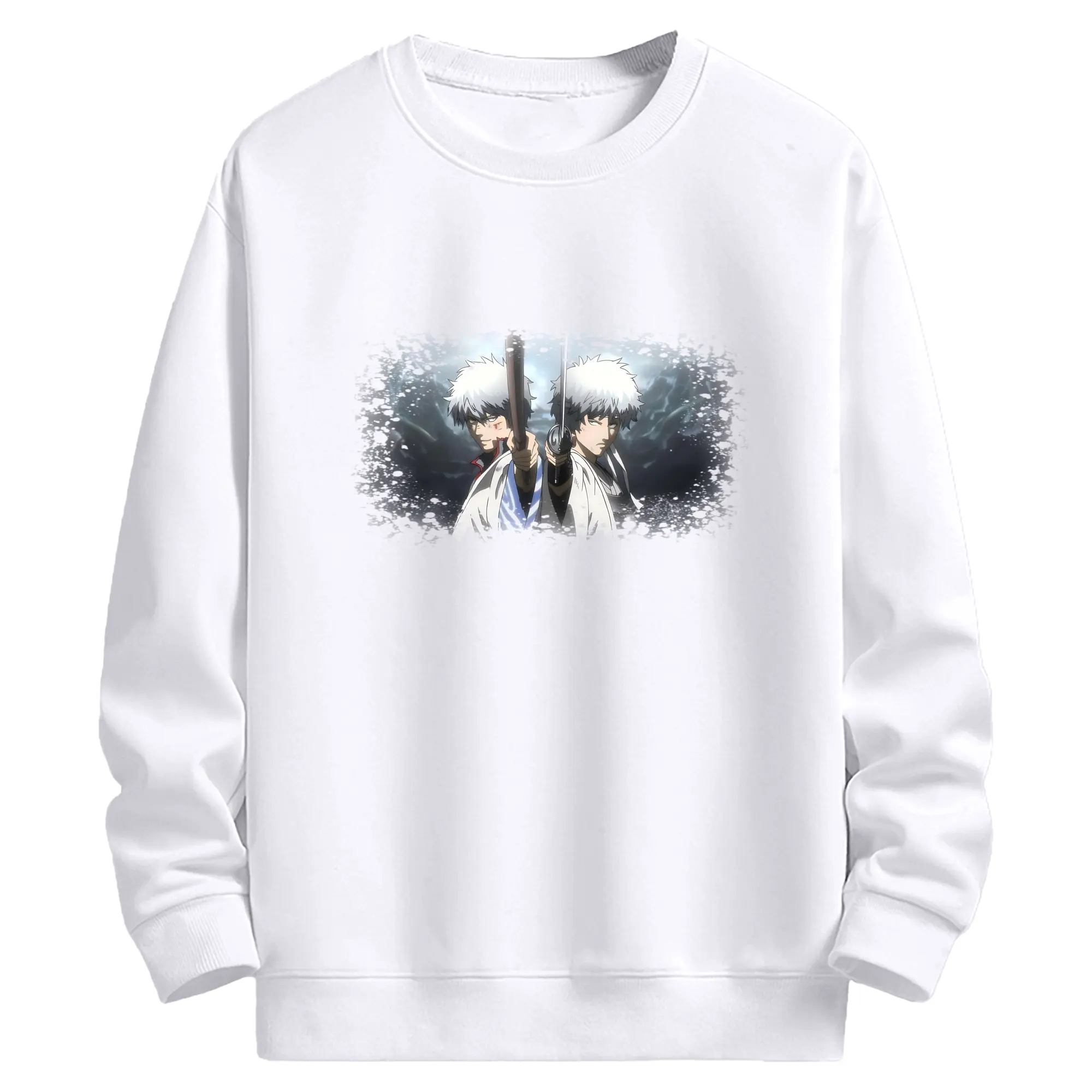 銀魂 グッズ 坂田 銀時 - 高品質 クルーネック スウェット ・ コットン59％ ポリエステル41％ ・ ユニセックス 長袖 トレーナー ・ カジュアル デイリー スポーツ 散歩用