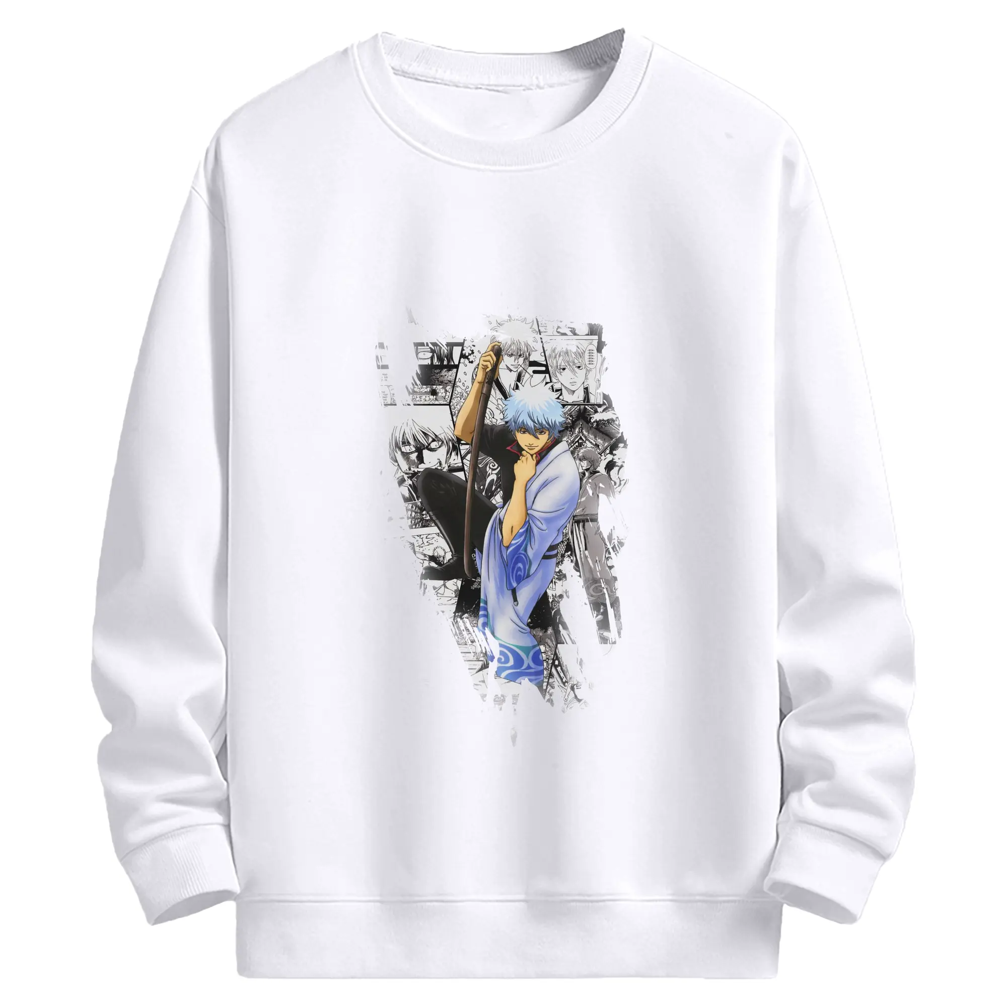 銀魂 グッズ 坂田 銀時 - 高品質 クルーネック スウェット ・ コットン59％ ポリエステル41％ ・ ユニセックス 長袖 トレーナー ・ カジュアル デイリー スポーツ 散歩用