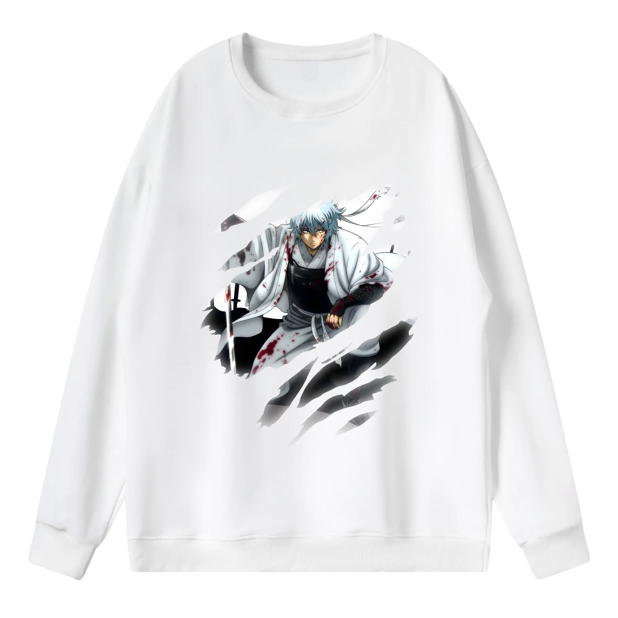 銀魂 グッズ 坂田 銀時 - 薄手 クルーネック スウェット 裏毛260g · ポリエステル 春秋向け カジュアル 男女兼用 · トレーナー デイリー スポーツ 散歩に最適