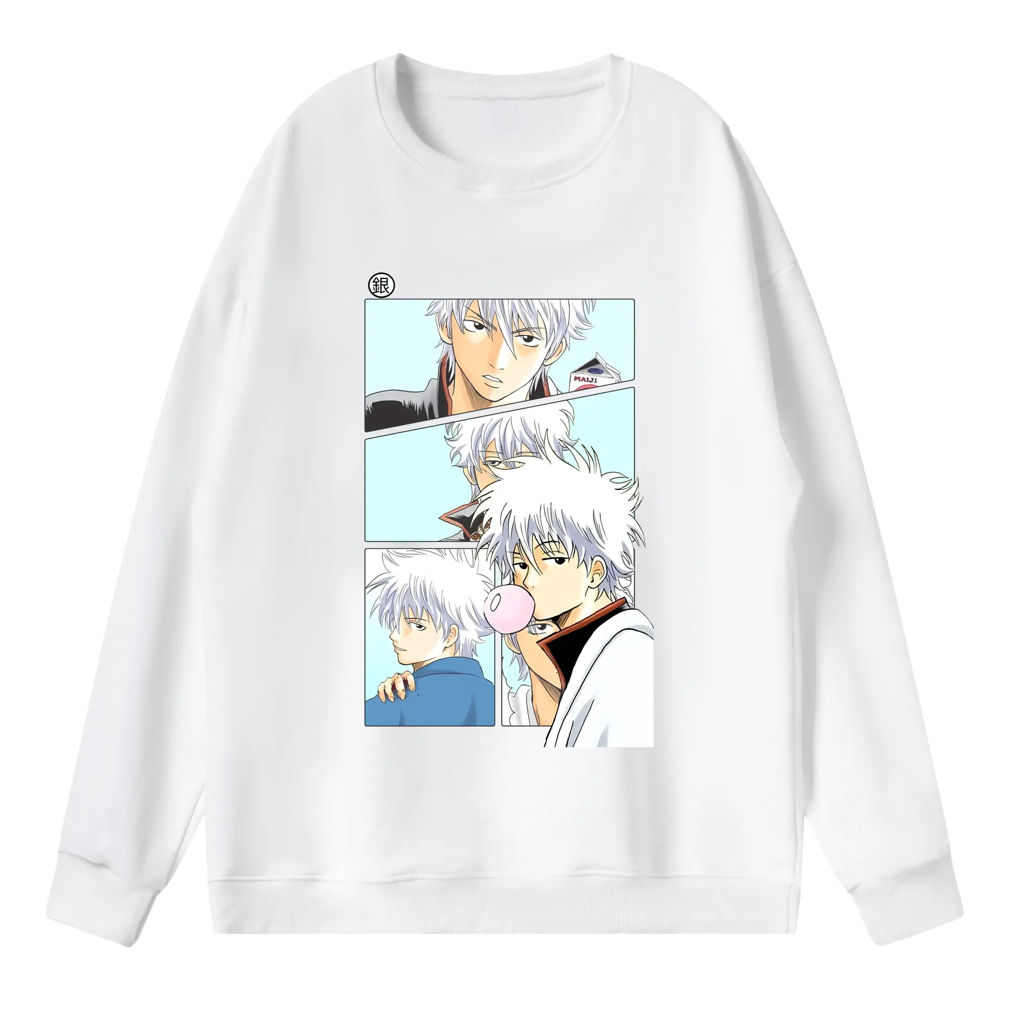 銀魂 グッズ 坂田 銀時 - 薄手 クルーネック スウェット 裏毛260g · ポリエステル 春秋向け カジュアル 男女兼用 · トレーナー デイリー スポーツ 散歩に最適