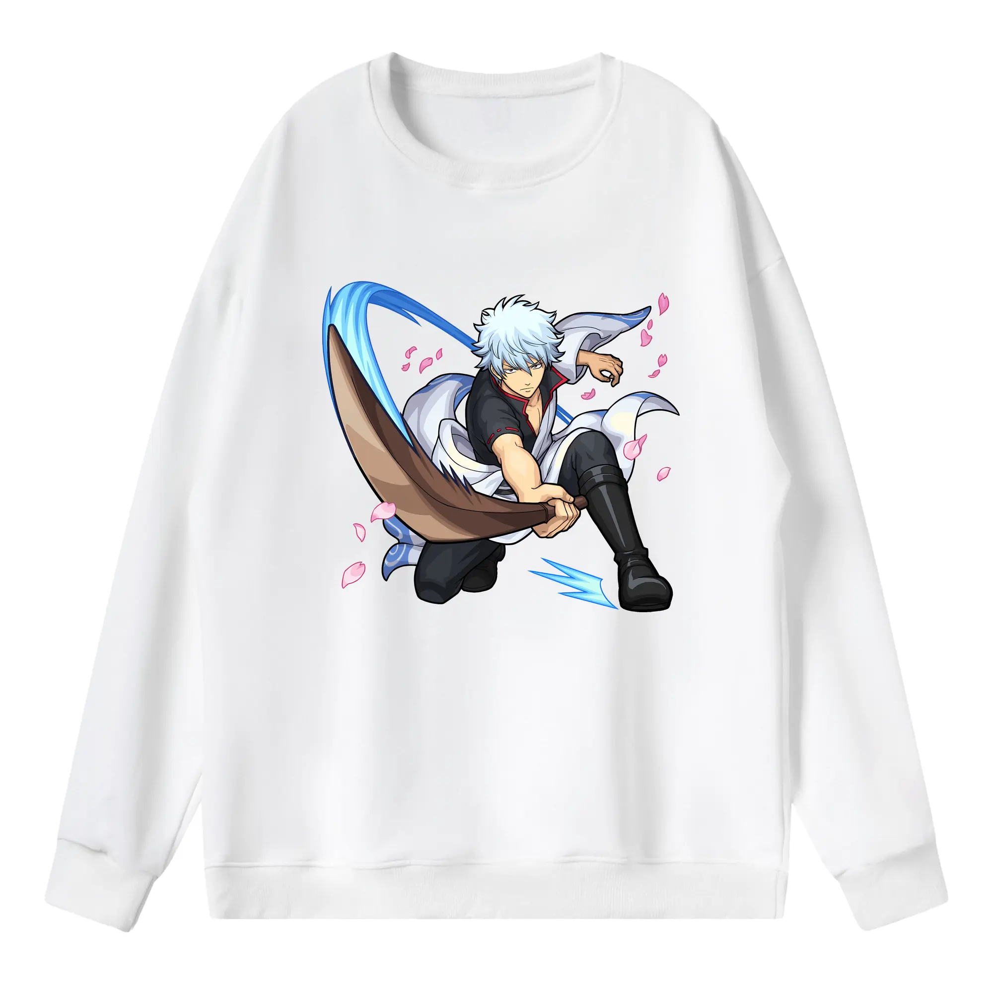 銀魂 グッズ 坂田 銀時 - 薄手 クルーネック スウェット 裏毛260g · ポリエステル 春秋向け カジュアル 男女兼用 · トレーナー デイリー スポーツ 散歩に最適