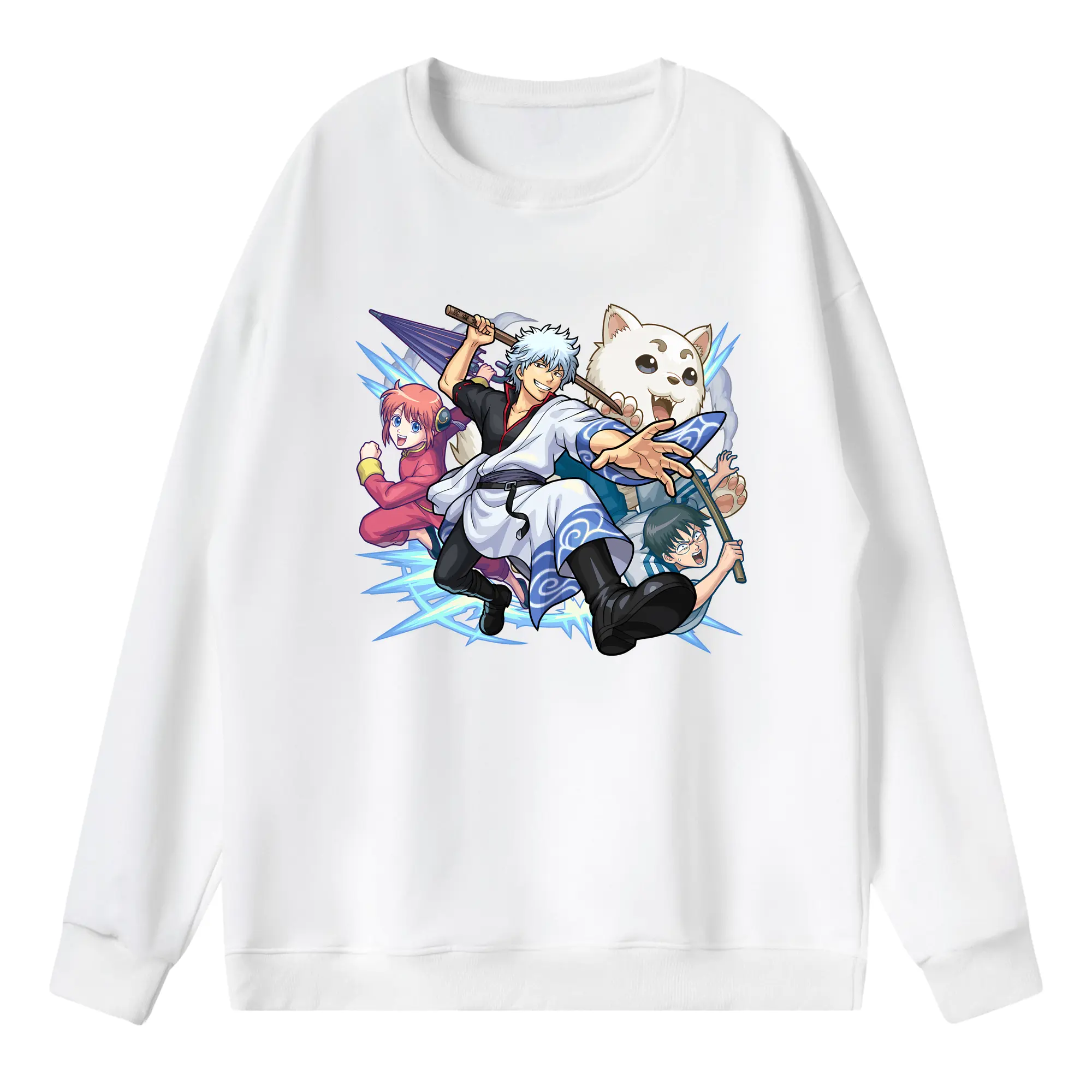 銀魂 グッズ 坂田 銀時 - 薄手 クルーネック スウェット 裏毛260g · ポリエステル 春秋向け カジュアル 男女兼用 · トレーナー デイリー スポーツ 散歩に最適