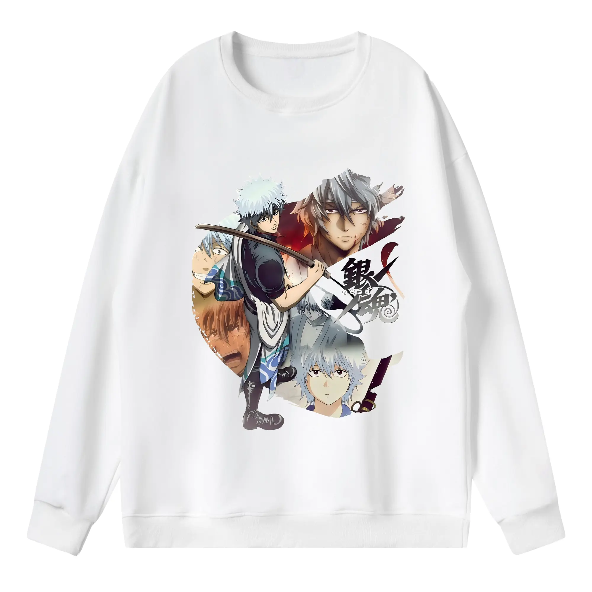 銀魂 グッズ 坂田 銀時 - 薄手 クルーネック スウェット 裏毛260g · ポリエステル 春秋向け カジュアル 男女兼用 · トレーナー デイリー スポーツ 散歩に最適