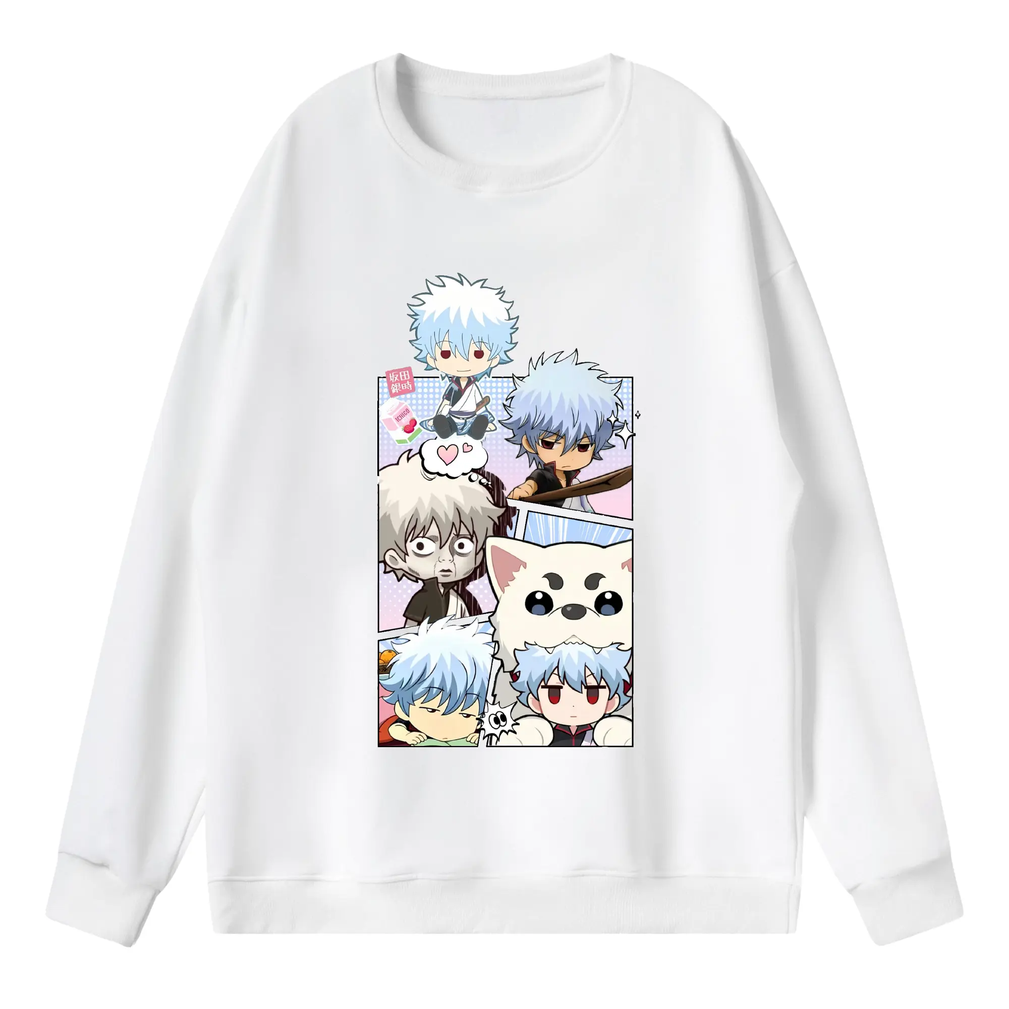 銀魂 グッズ 坂田 銀時 - 薄手 クルーネック スウェット 裏毛260g · ポリエステル 春秋向け カジュアル 男女兼用 · トレーナー デイリー スポーツ 散歩に最適