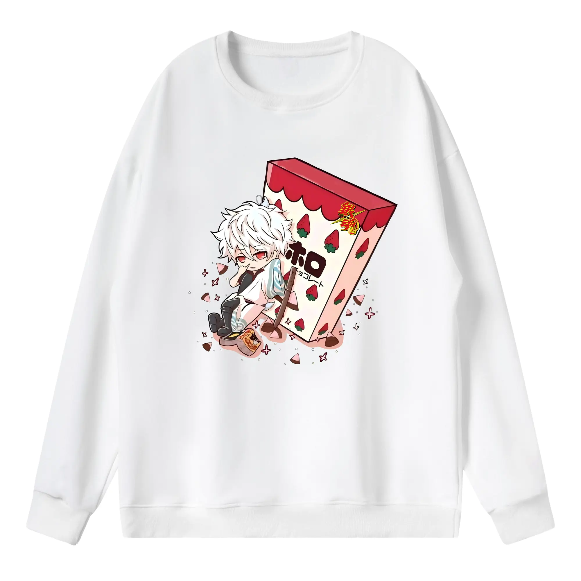 銀魂 グッズ 坂田 銀時 - 薄手 クルーネック スウェット 裏毛260g · ポリエステル 春秋向け カジュアル 男女兼用 · トレーナー デイリー スポーツ 散歩に最適