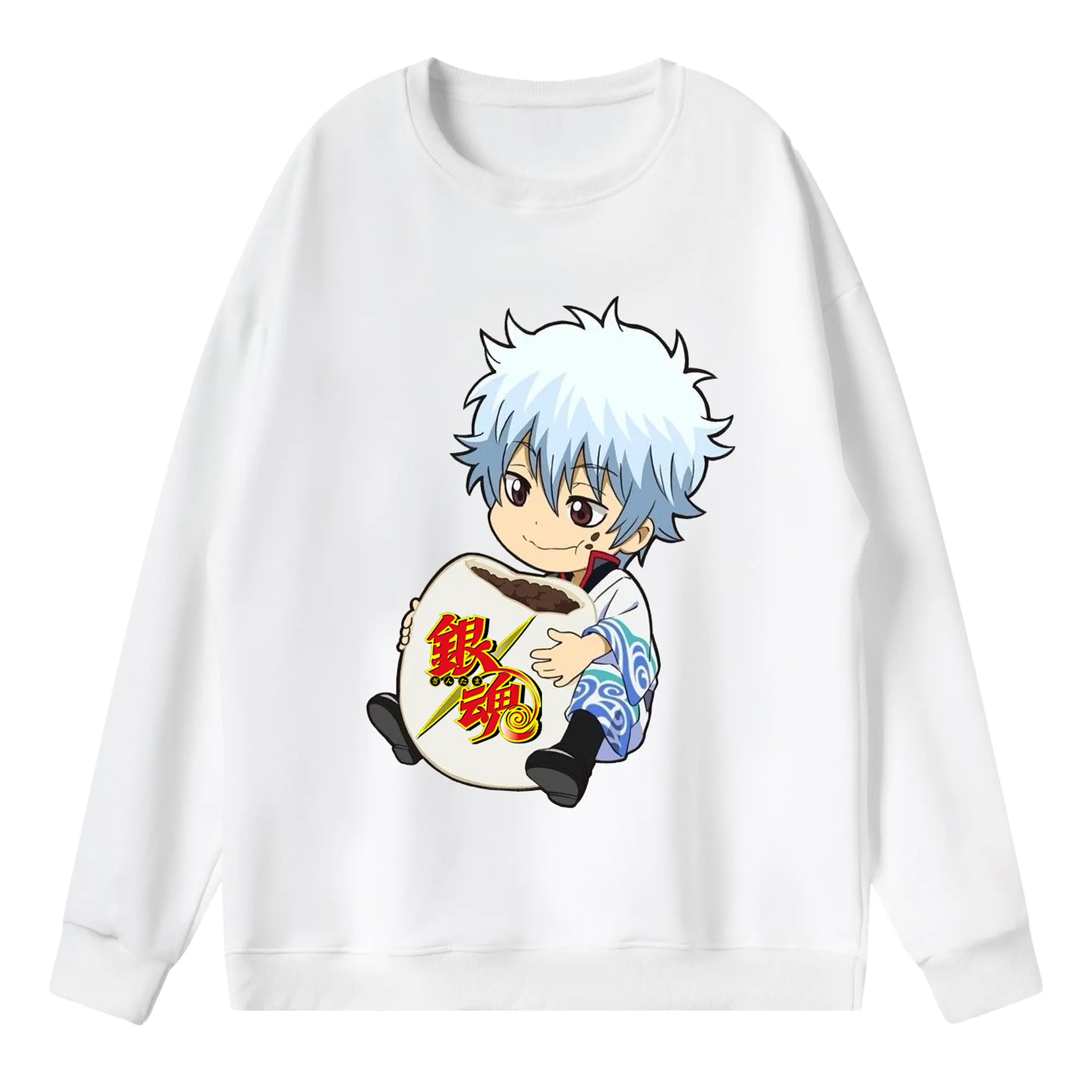 銀魂 グッズ 坂田 銀時 - 薄手 クルーネック スウェット 裏毛260g · ポリエステル 春秋向け カジュアル 男女兼用 · トレーナー デイリー スポーツ 散歩に最適