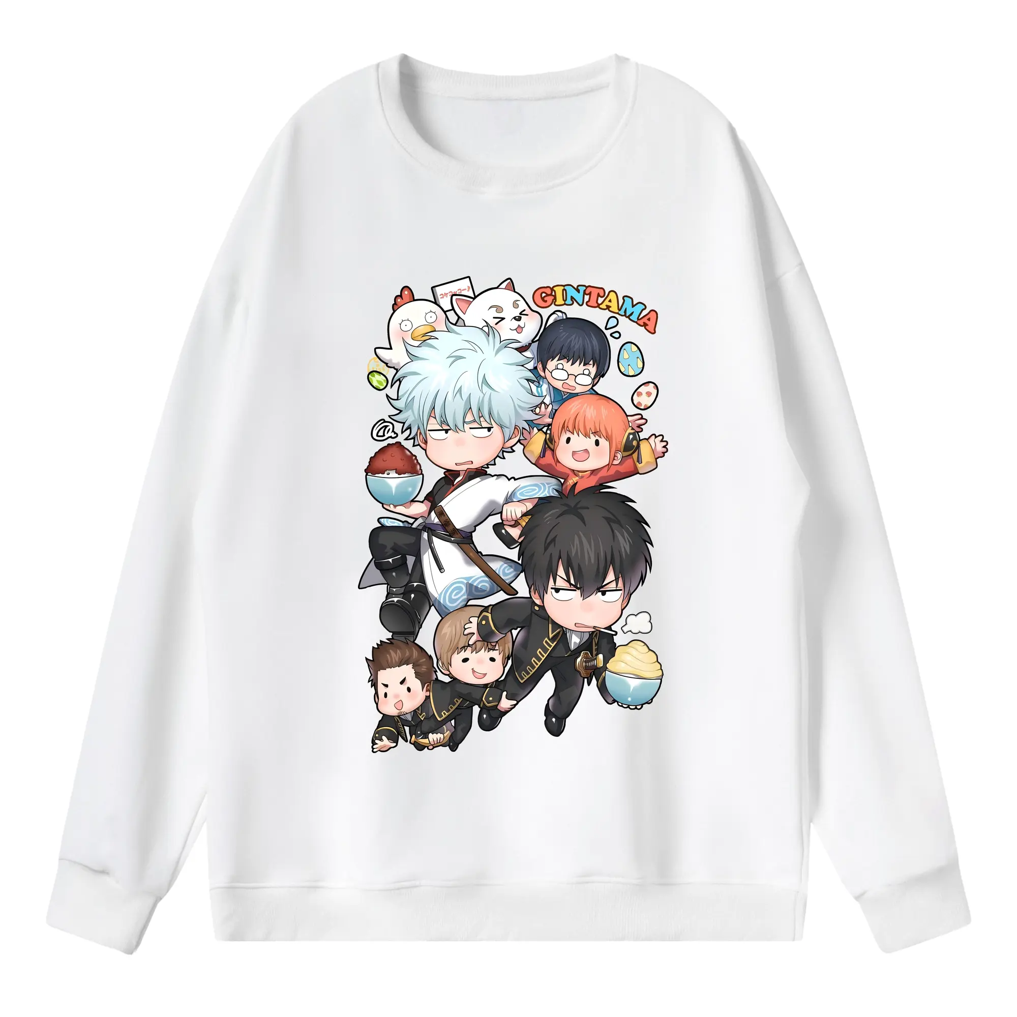 銀魂 グッズ 坂田 銀時 - 薄手 クルーネック スウェット 裏毛260g · ポリエステル 春秋向け カジュアル 男女兼用 · トレーナー デイリー スポーツ 散歩に最適