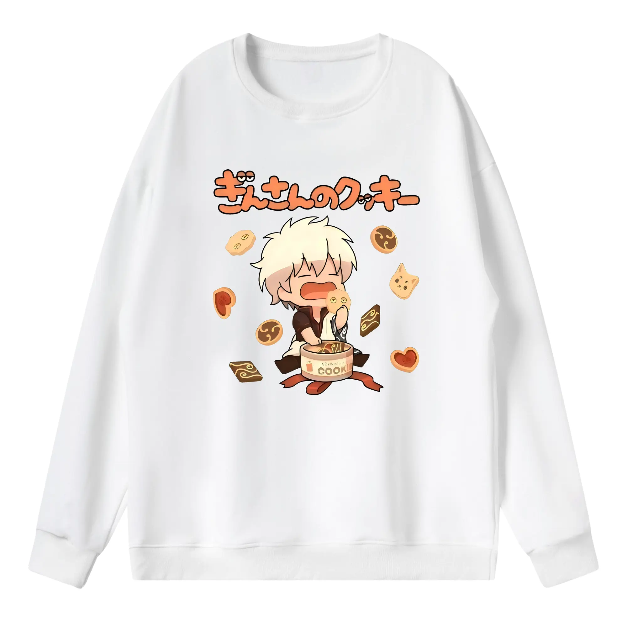 銀魂 グッズ 坂田 銀時 - 薄手 クルーネック スウェット 裏毛260g · ポリエステル 春秋向け カジュアル 男女兼用 · トレーナー デイリー スポーツ 散歩に最適