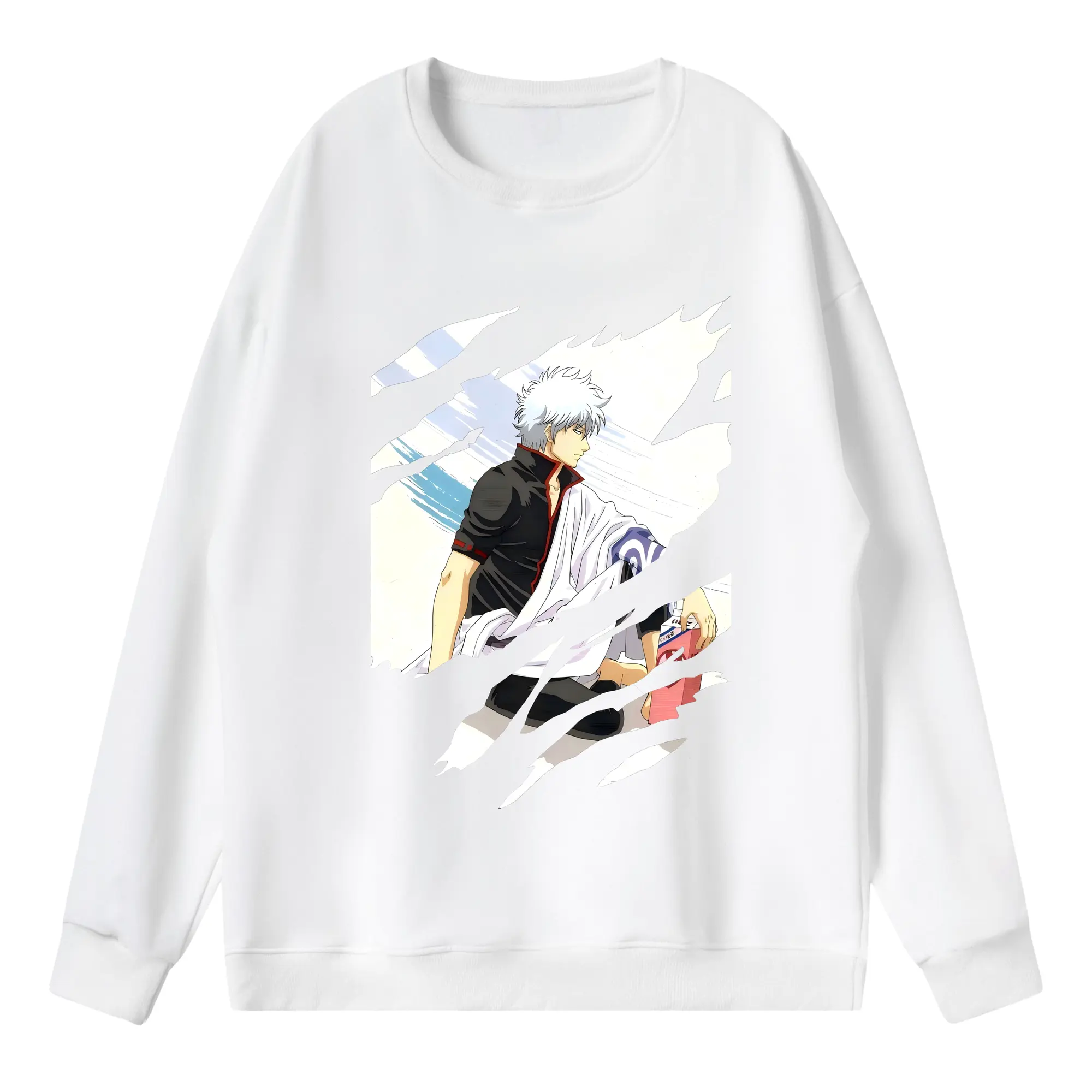 銀魂 グッズ 坂田 銀時 - 薄手 クルーネック スウェット 裏毛260g · ポリエステル 春秋向け カジュアル 男女兼用 · トレーナー デイリー スポーツ 散歩に最適