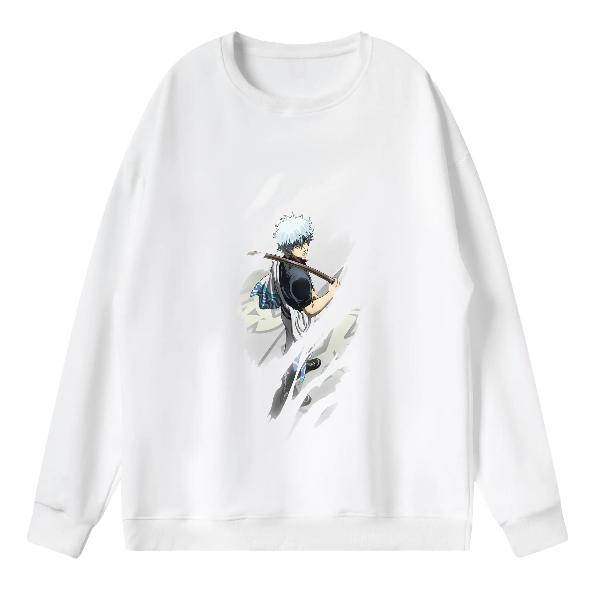 銀魂 グッズ 坂田 銀時 - 薄手 クルーネック スウェット 裏毛260g · ポリエステル 春秋向け カジュアル 男女兼用 · トレーナー デイリー スポーツ 散歩に最適