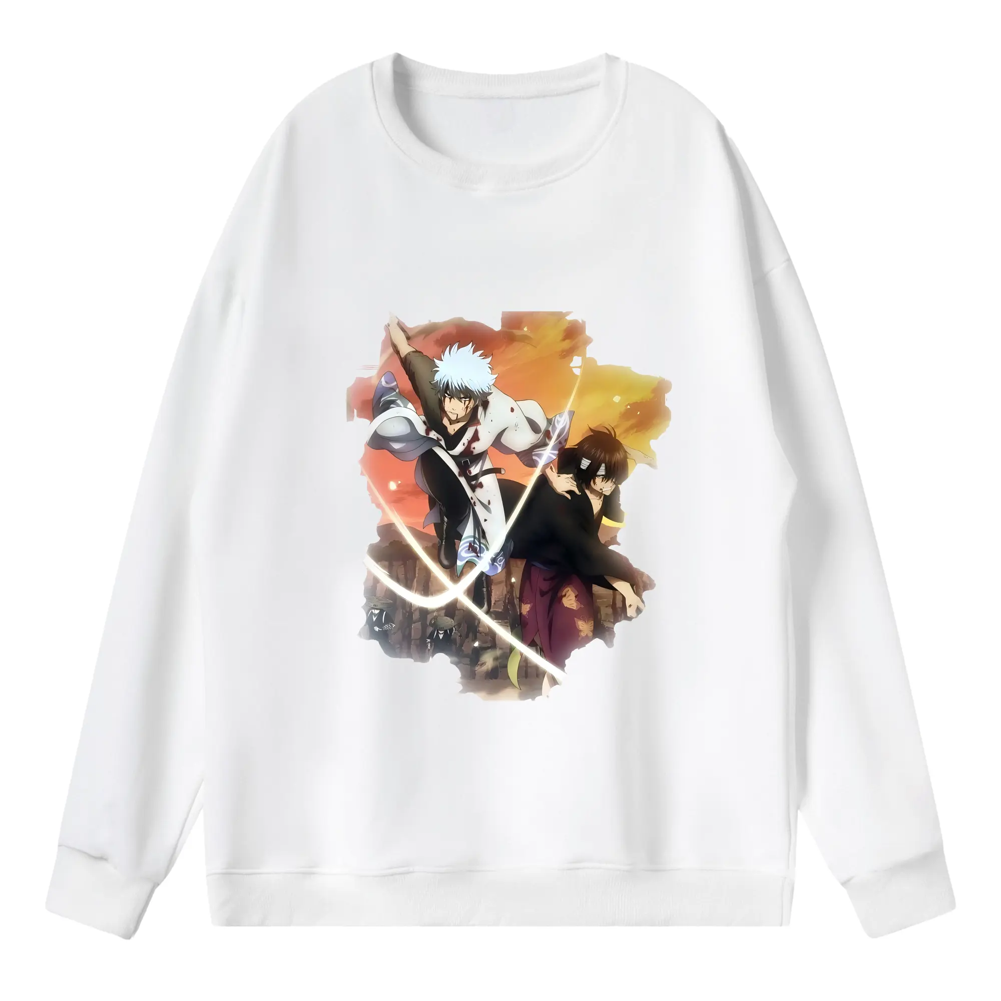 銀魂 グッズ 坂田 銀時 - 薄手 クルーネック スウェット 裏毛260g · ポリエステル 春秋向け カジュアル 男女兼用 · トレーナー デイリー スポーツ 散歩に最適