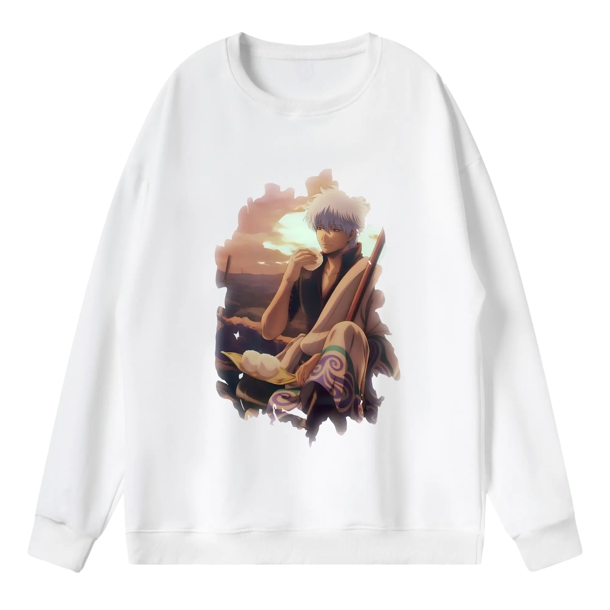 銀魂 グッズ 坂田 銀時 - 薄手 クルーネック スウェット 裏毛260g · ポリエステル 春秋向け カジュアル 男女兼用 · トレーナー デイリー スポーツ 散歩に最適