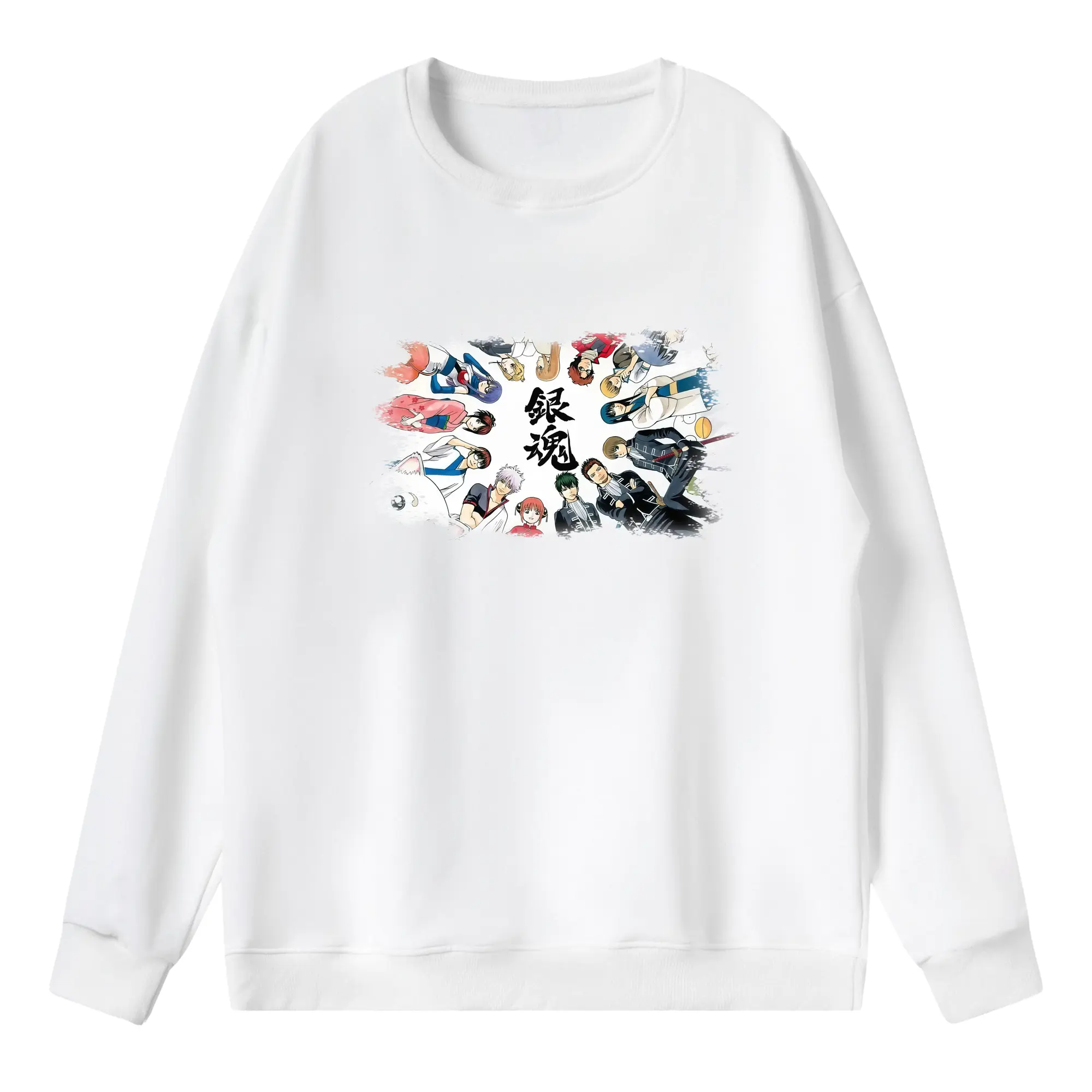 銀魂 グッズ 坂田 銀時 - 薄手 クルーネック スウェット 裏毛260g · ポリエステル 春秋向け カジュアル 男女兼用 · トレーナー デイリー スポーツ 散歩に最適