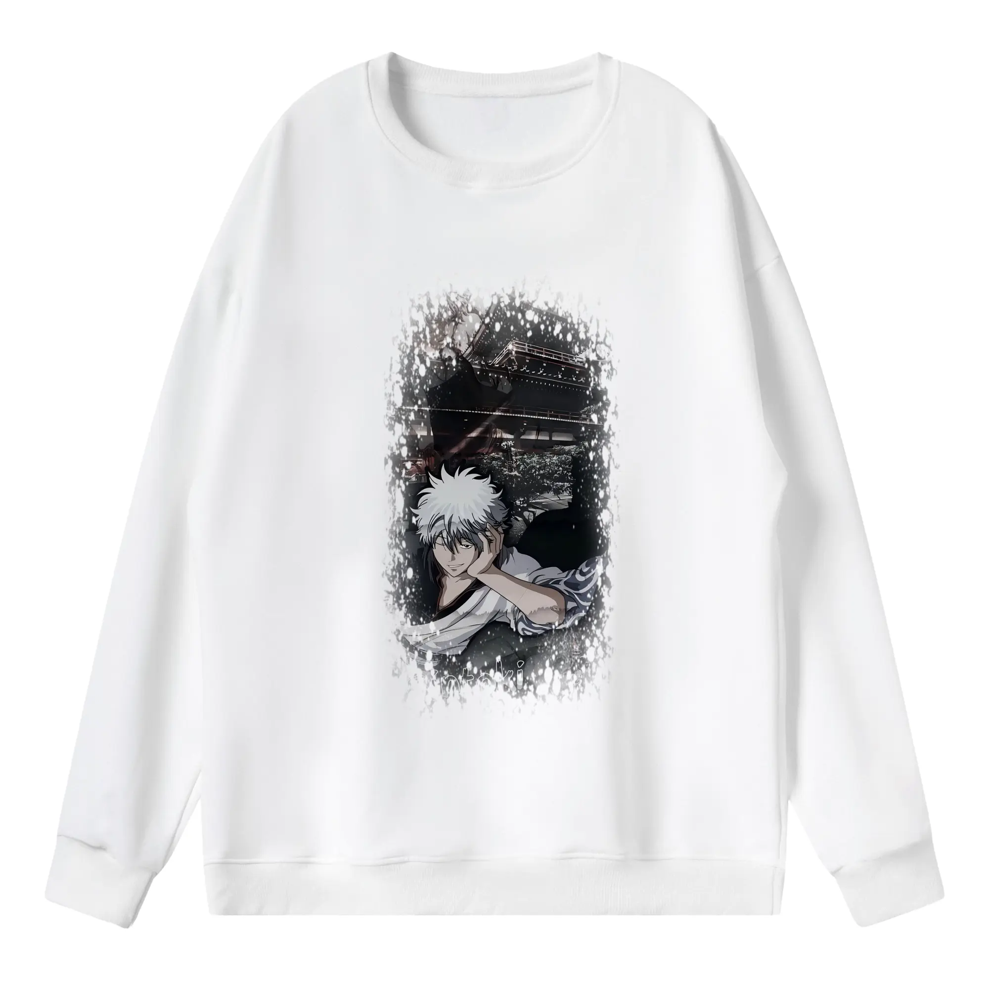 銀魂 グッズ 坂田 銀時 - 薄手 クルーネック スウェット 裏毛260g · ポリエステル 春秋向け カジュアル 男女兼用 · トレーナー デイリー スポーツ 散歩に最適