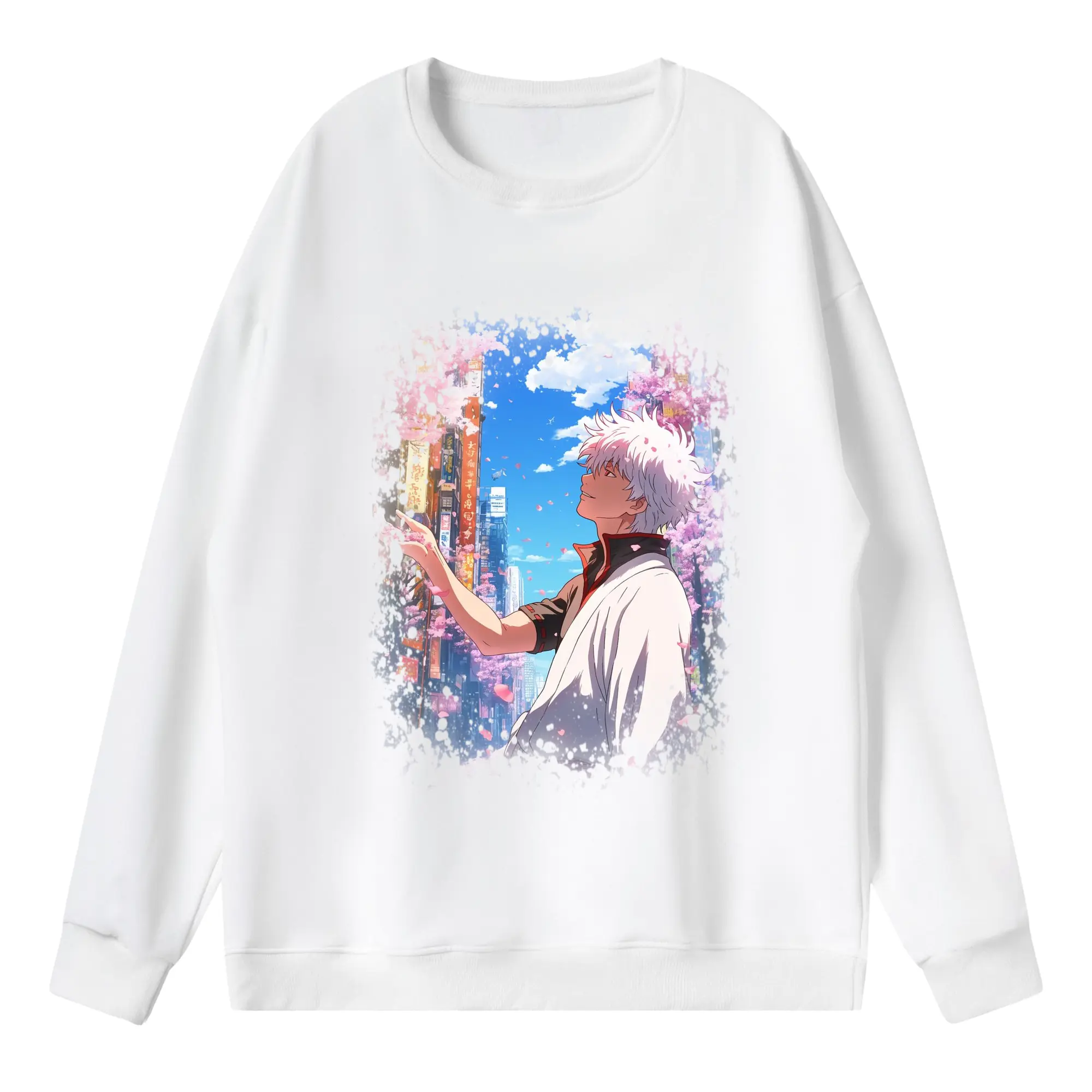 銀魂 グッズ 坂田 銀時 - 薄手 クルーネック スウェット 裏毛260g · ポリエステル 春秋向け カジュアル 男女兼用 · トレーナー デイリー スポーツ 散歩に最適