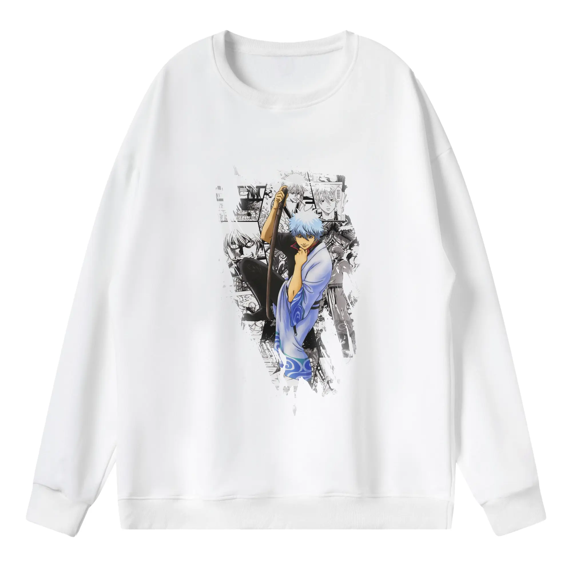 銀魂 グッズ 坂田 銀時 - 薄手 クルーネック スウェット 裏毛260g · ポリエステル 春秋向け カジュアル 男女兼用 · トレーナー デイリー スポーツ 散歩に最適