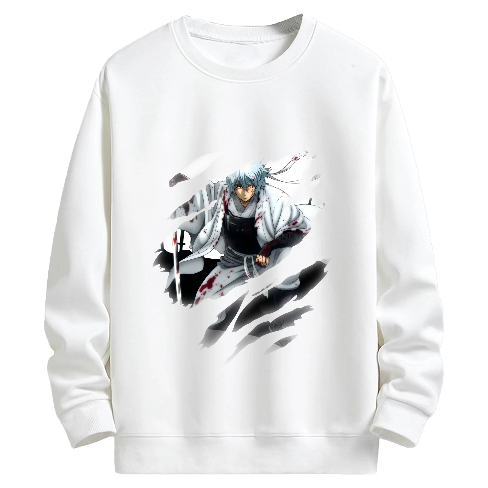 銀魂 グッズ 坂田 銀時 - キッズ クルーネックスウェットシャツ ・ フロントプリント ・ 綿80％ ポリエステル20％ ・ 快適 通学 スポーツ 日常使い お散歩用