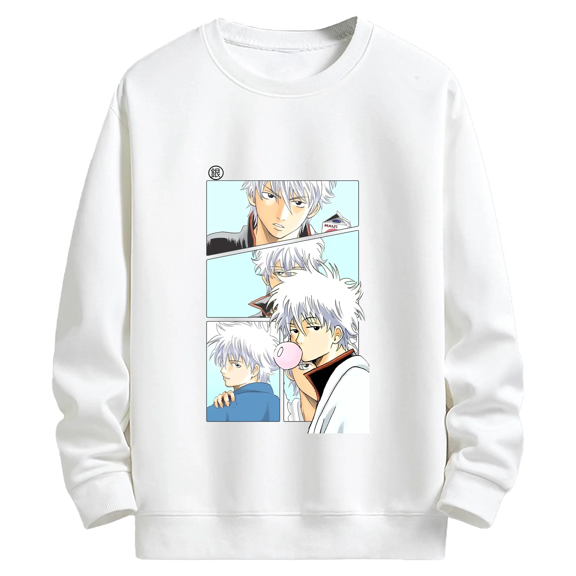 銀魂 グッズ 坂田 銀時 - キッズ クルーネックスウェットシャツ ・ フロントプリント ・ 綿80％ ポリエステル20％ ・ 快適 通学 スポーツ 日常使い お散歩用