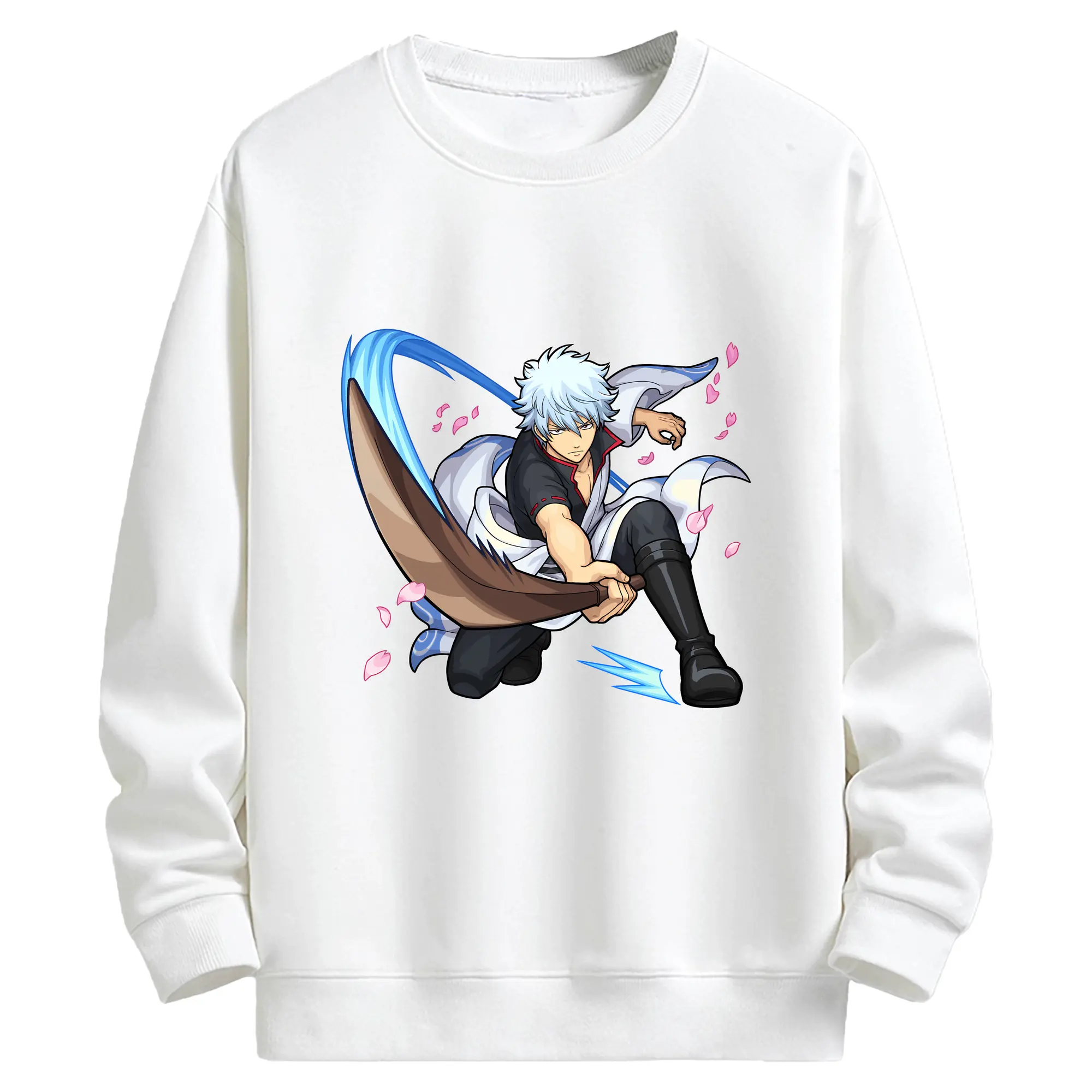 銀魂 グッズ 坂田 銀時 - キッズ クルーネックスウェットシャツ ・ フロントプリント ・ 綿80％ ポリエステル20％ ・ 快適 通学 スポーツ 日常使い お散歩用