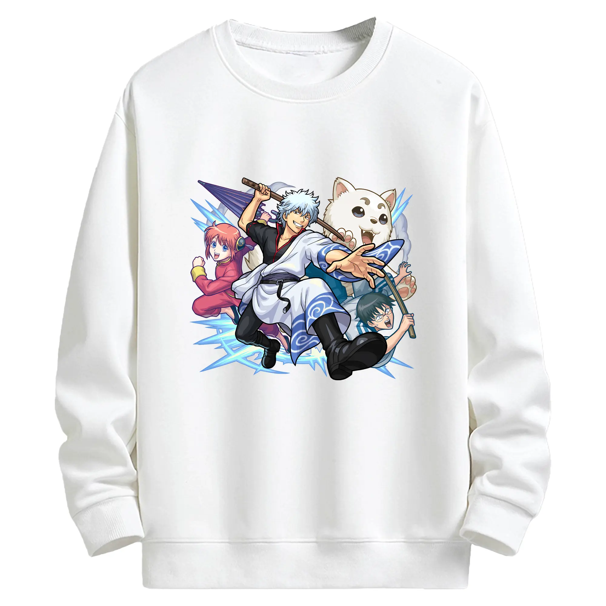 銀魂 グッズ 坂田 銀時 - キッズ クルーネックスウェットシャツ ・ フロントプリント ・ 綿80％ ポリエステル20％ ・ 快適 通学 スポーツ 日常使い お散歩用