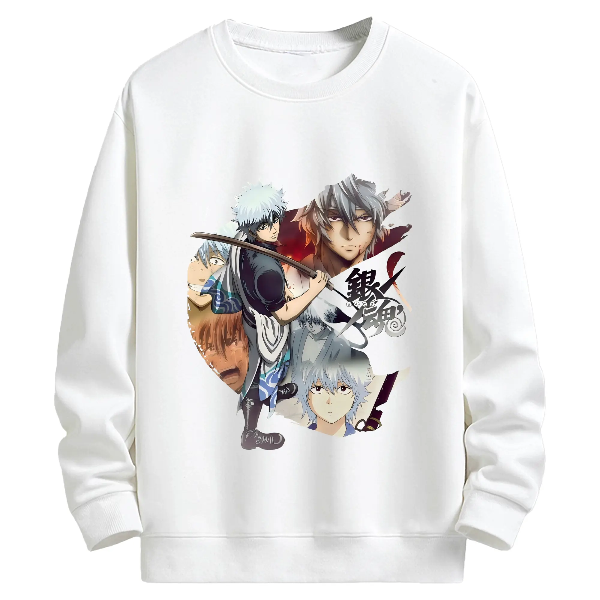 銀魂 グッズ 坂田 銀時 - キッズ クルーネックスウェットシャツ ・ フロントプリント ・ 綿80％ ポリエステル20％ ・ 快適 通学 スポーツ 日常使い お散歩用
