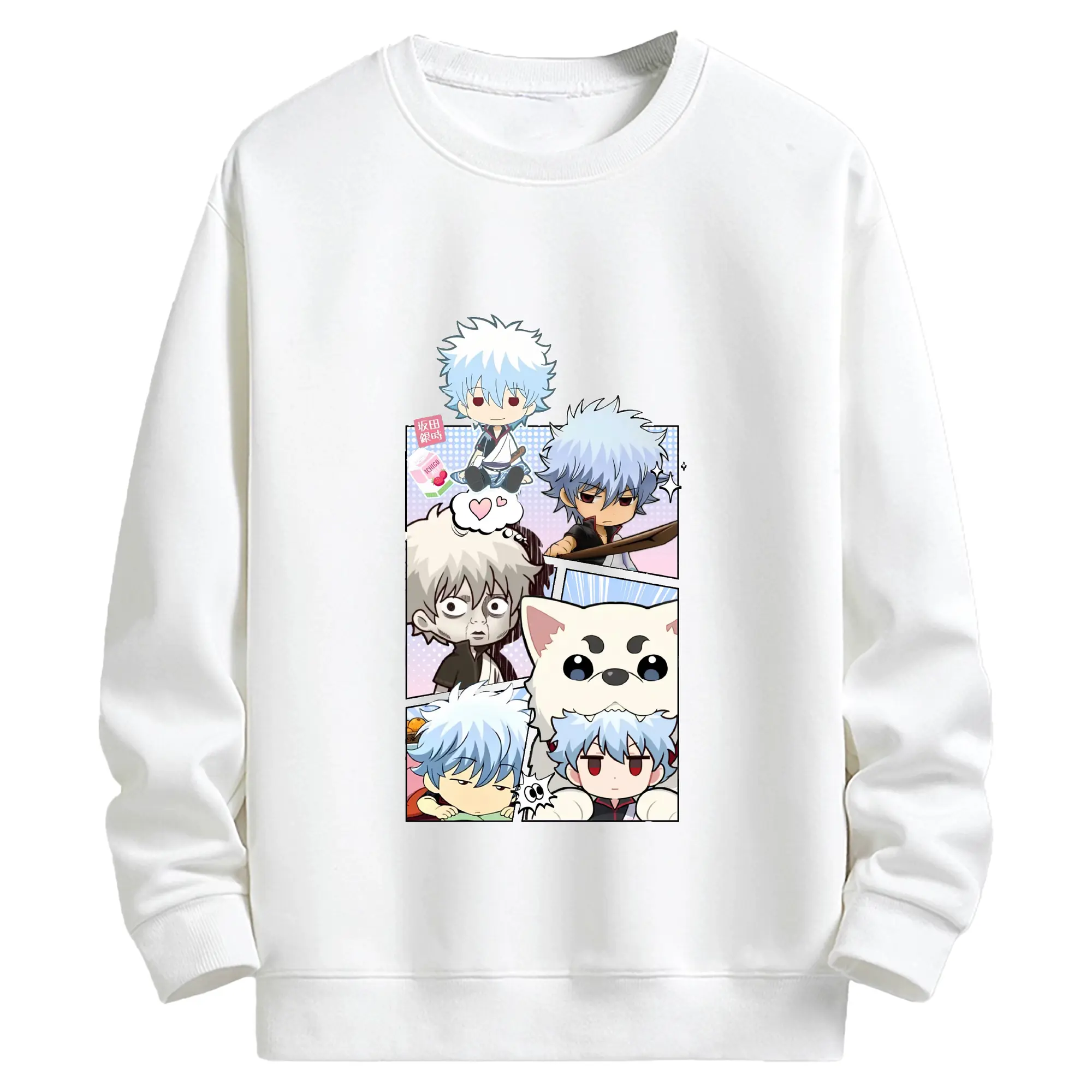 銀魂 グッズ 坂田 銀時 - キッズ クルーネックスウェットシャツ ・ フロントプリント ・ 綿80％ ポリエステル20％ ・ 快適 通学 スポーツ 日常使い お散歩用