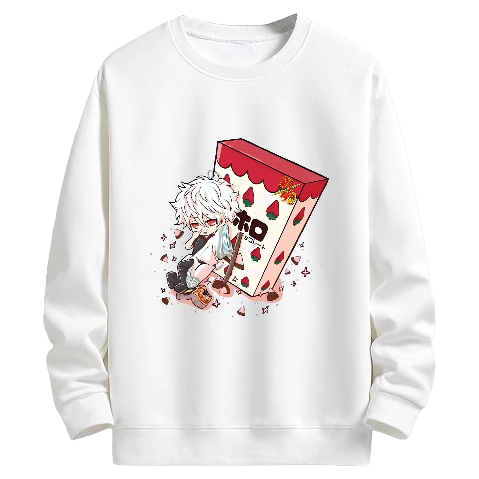 銀魂 グッズ 坂田 銀時 - キッズ クルーネックスウェットシャツ ・ フロントプリント ・ 綿80％ ポリエステル20％ ・ 快適 通学 スポーツ 日常使い お散歩用