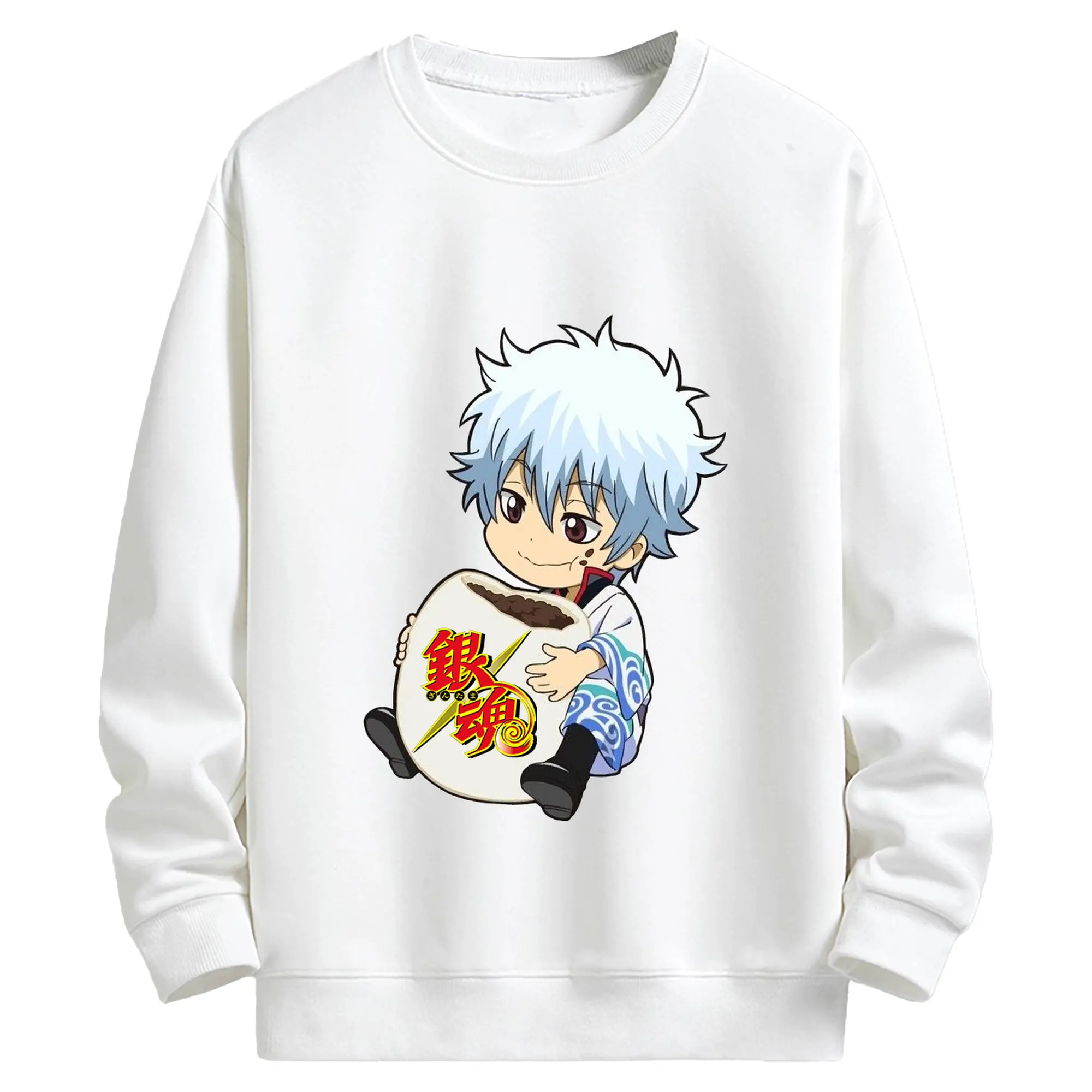 銀魂 グッズ 坂田 銀時 - キッズ クルーネックスウェットシャツ ・ フロントプリント ・ 綿80％ ポリエステル20％ ・ 快適 通学 スポーツ 日常使い お散歩用